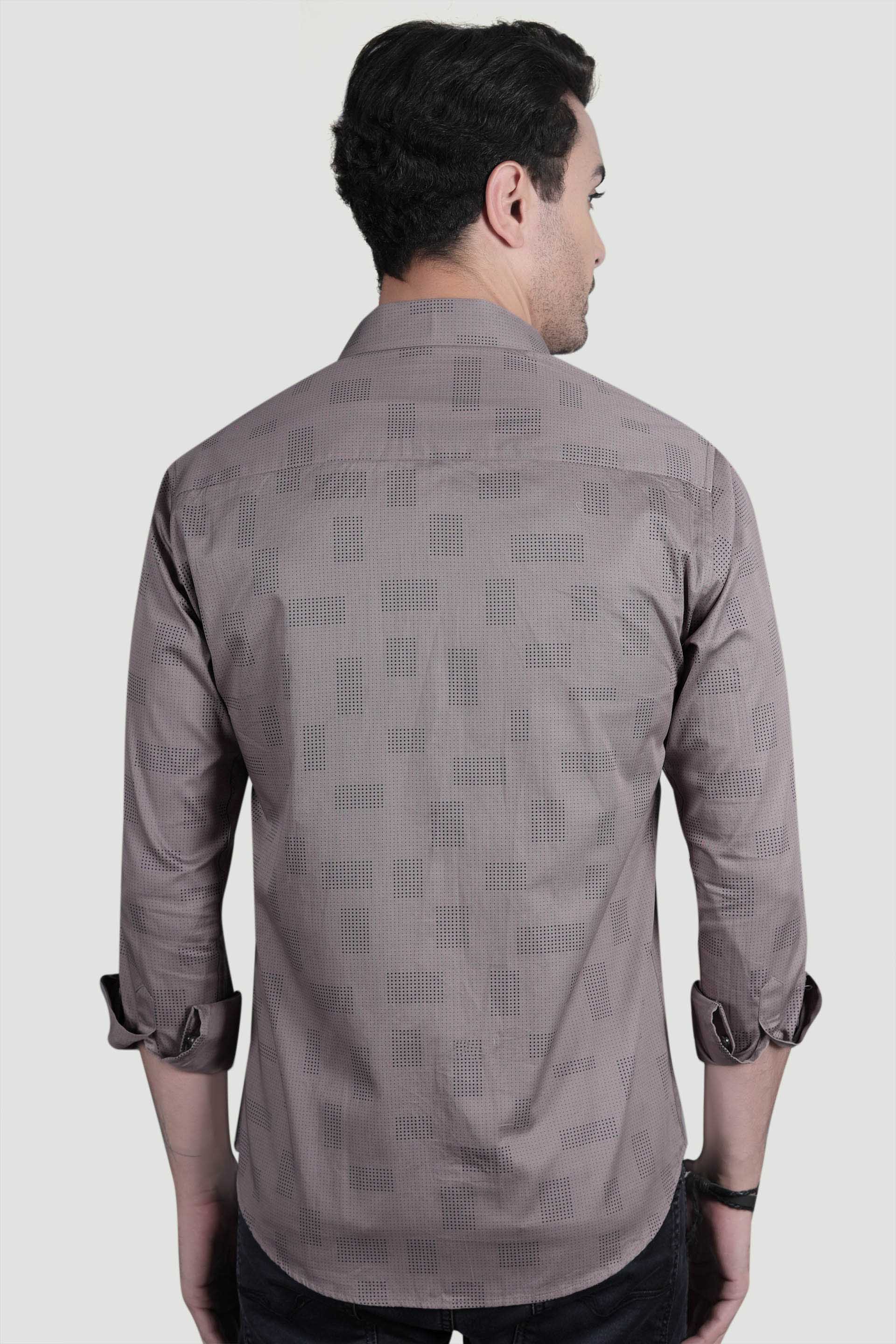 Rian Grey Cotton Printed Shirt