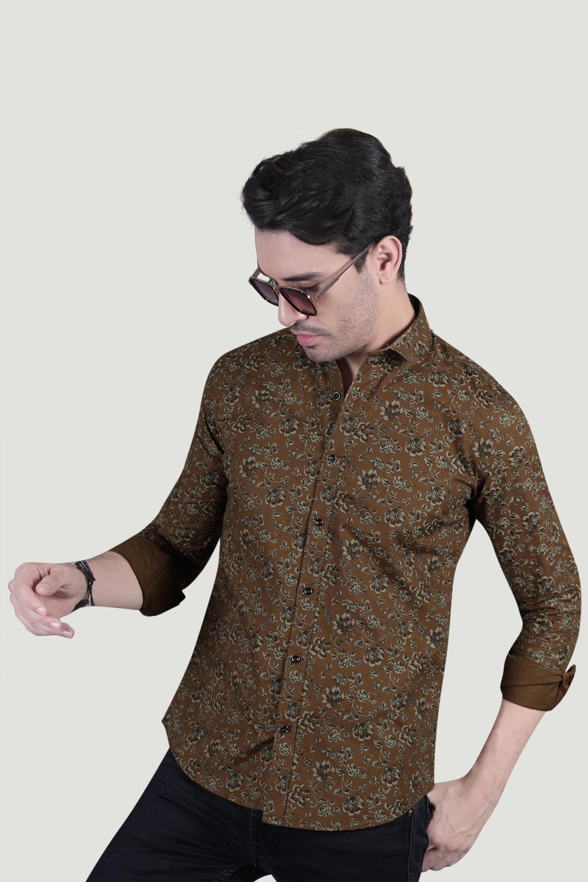 Oliver Brown Cotton Floral Printed Shirt