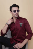 Nicolas Maroon Cottton Solid Shirt