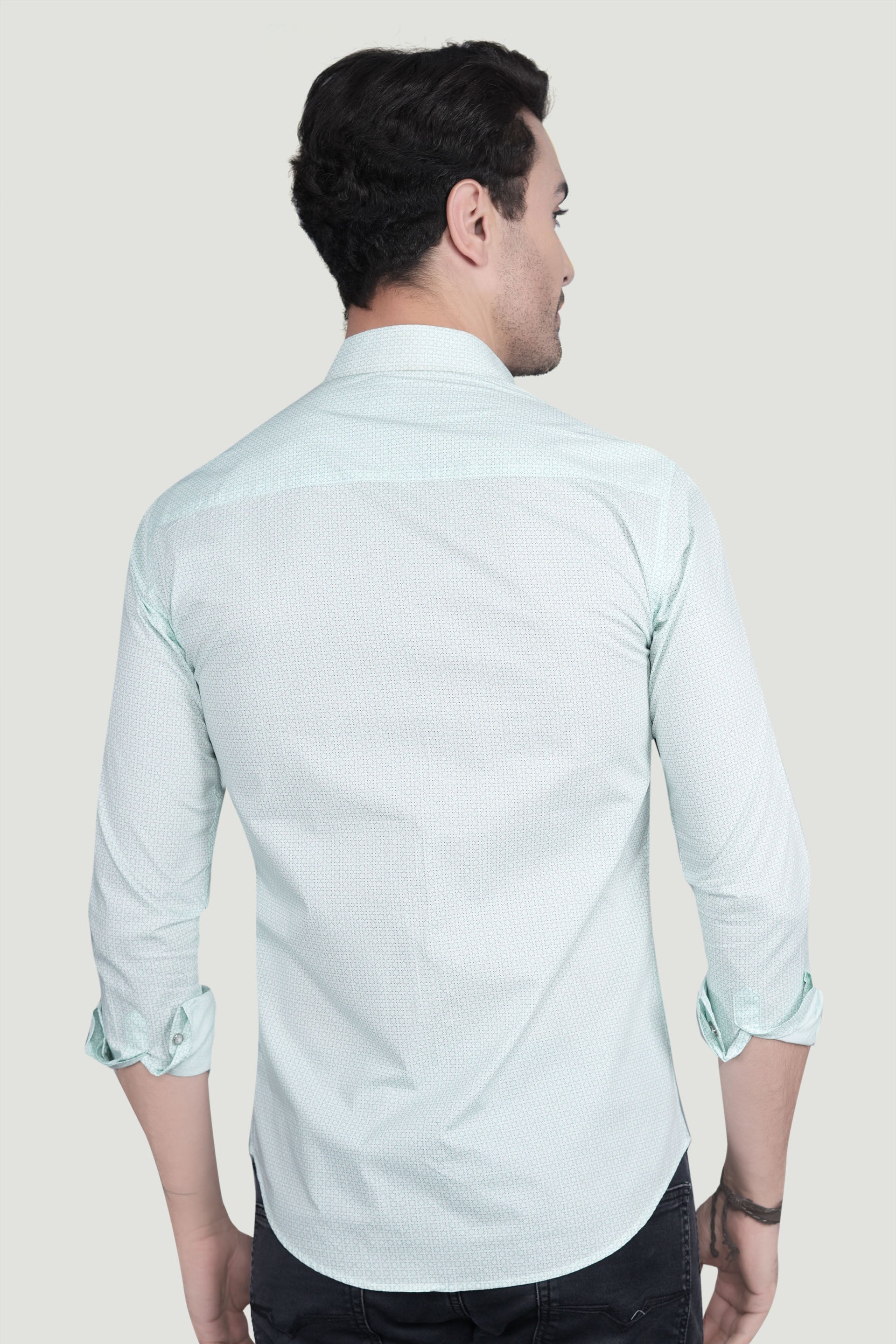 Rainer White Cotton Printed Shirt