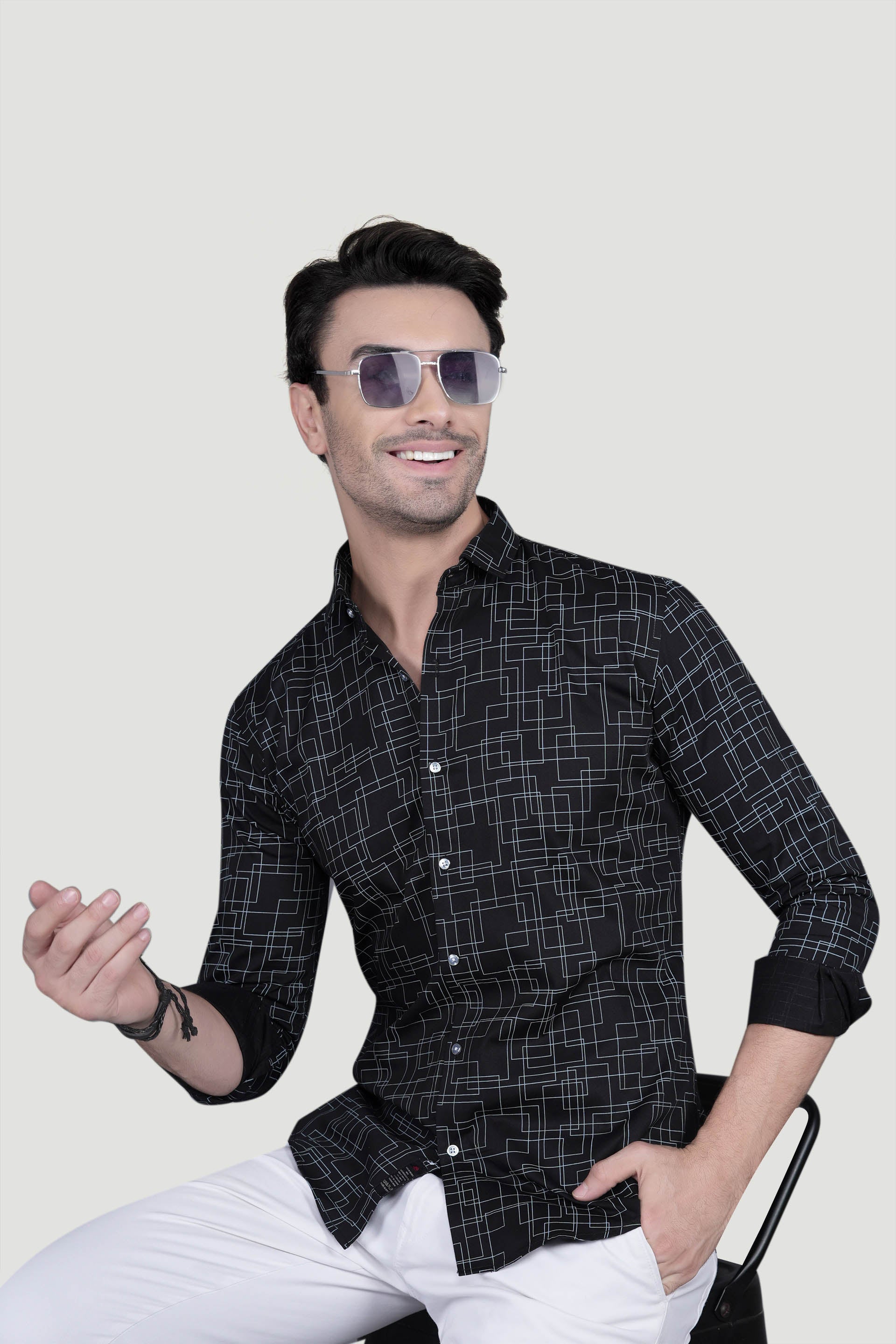 Julien Black Cotton Printed Shirt