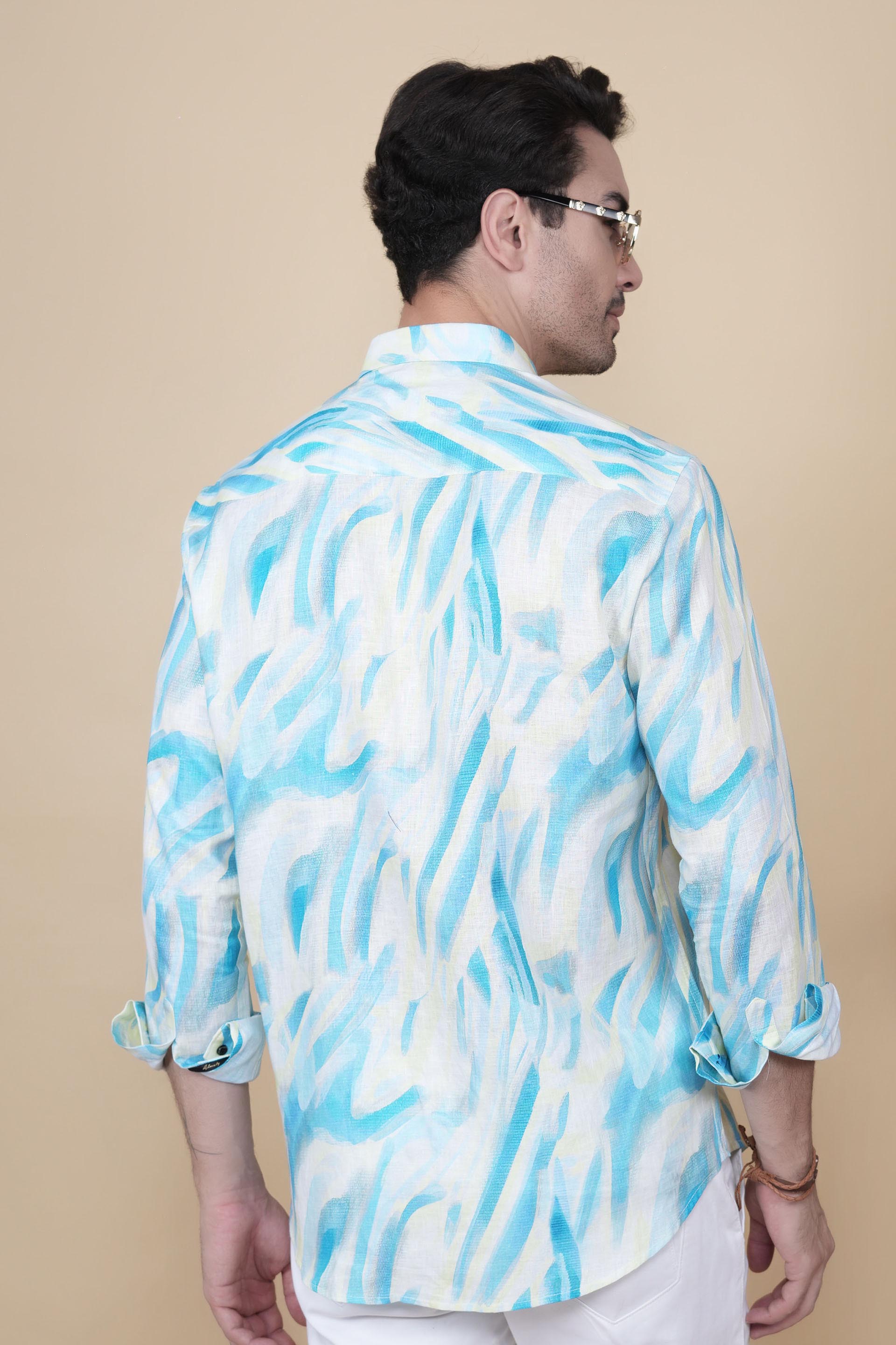 Ruben White Linen Printed Shirt