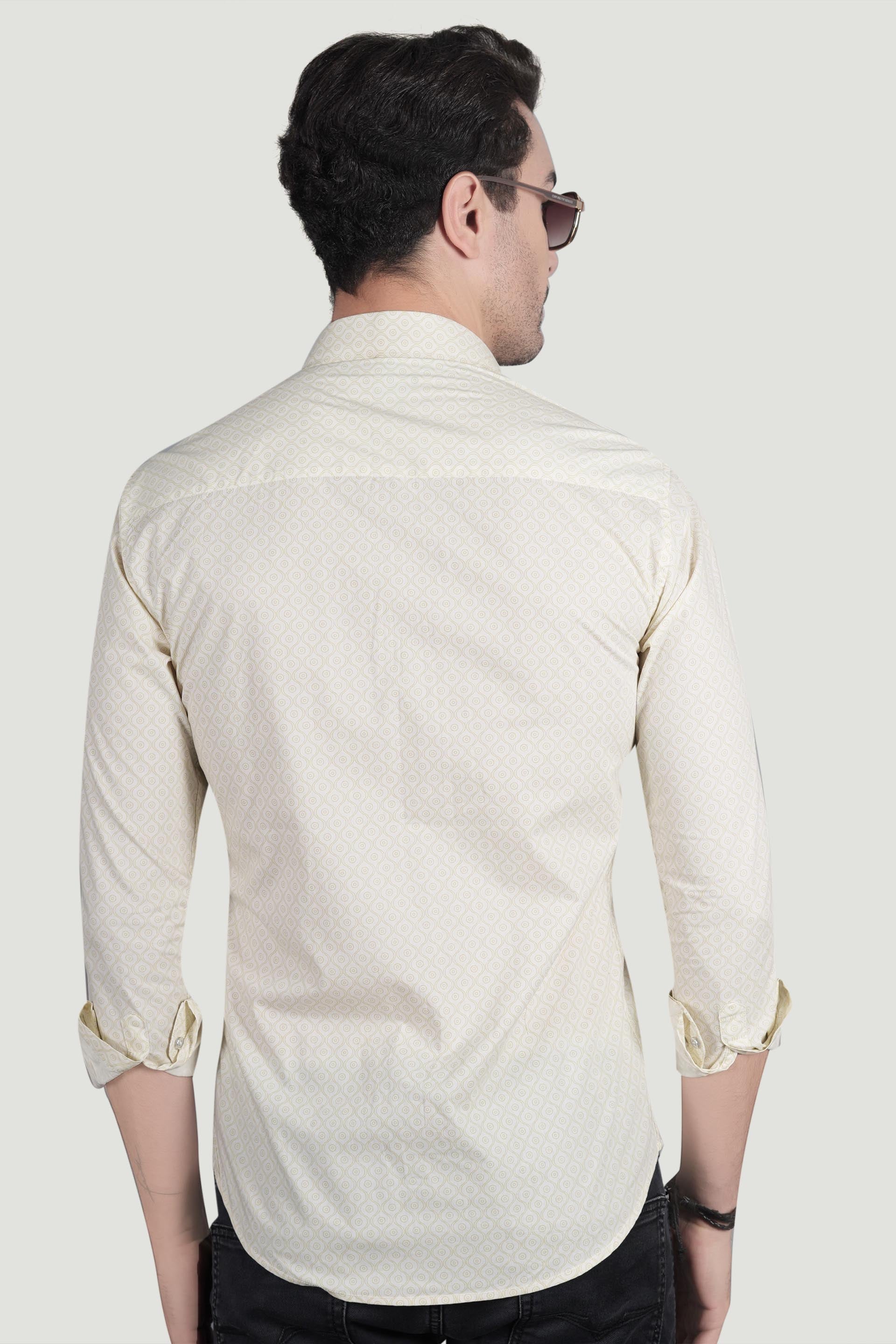 Ivo Cream Cotton Printed Shirt