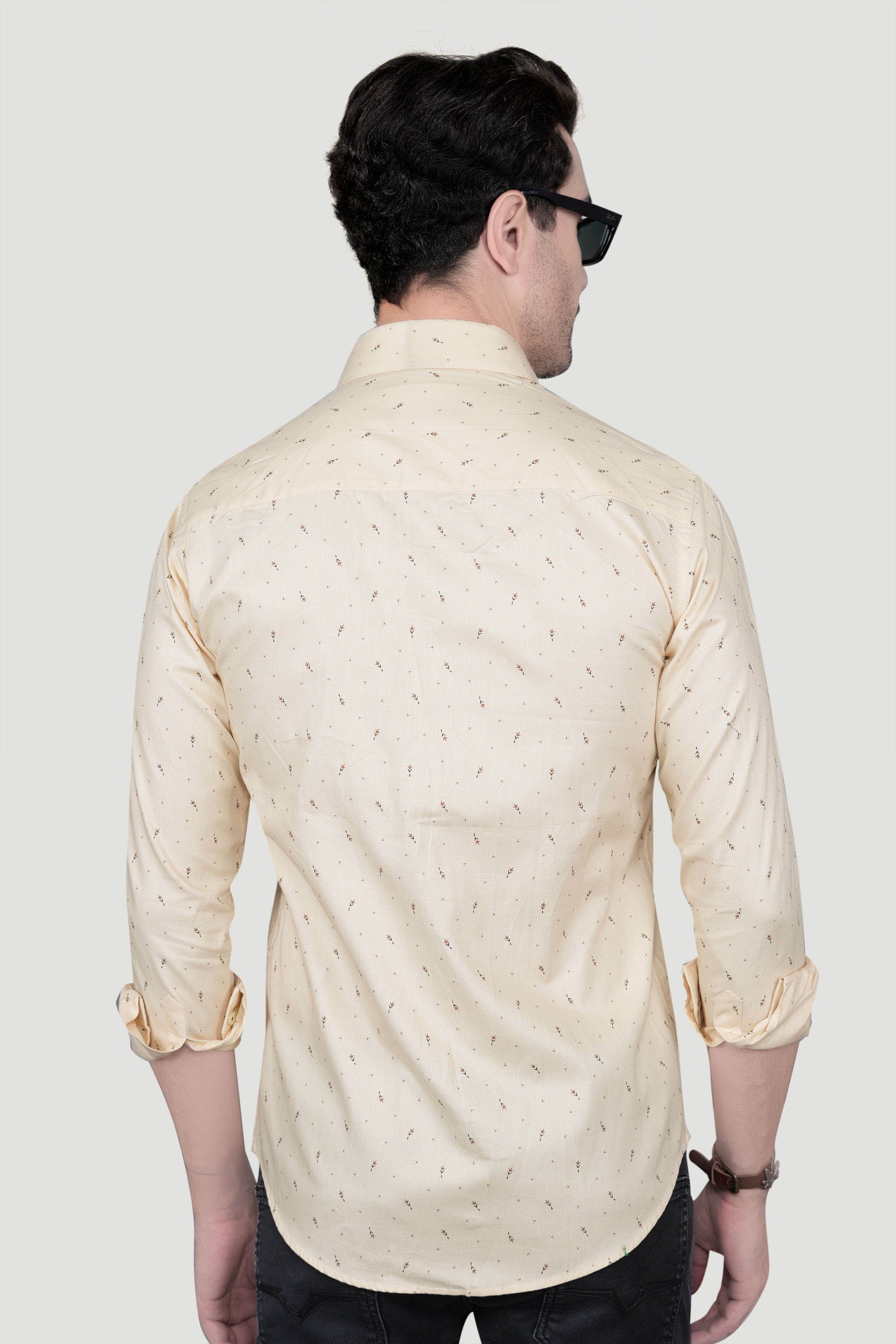 Eirik Cream Cotton Printed Shirt