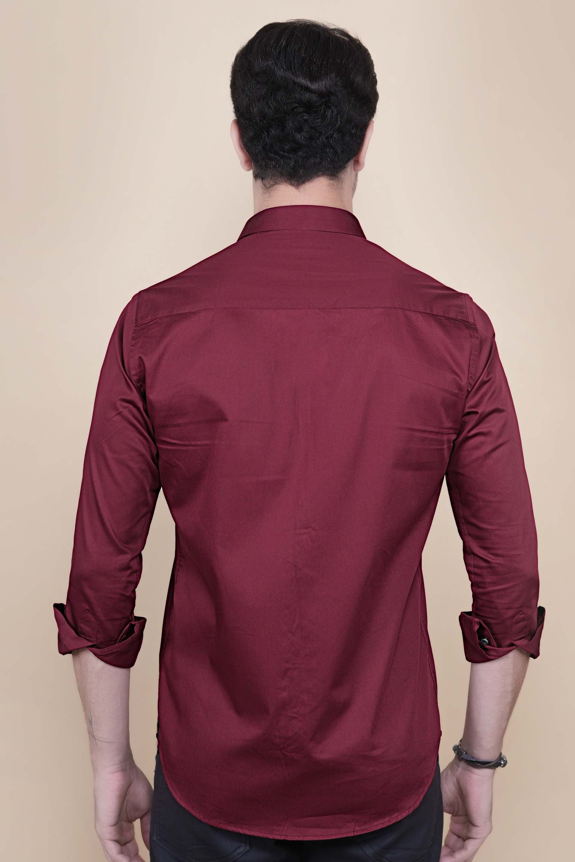 Dragon Maroon Cotton Solid Shirt