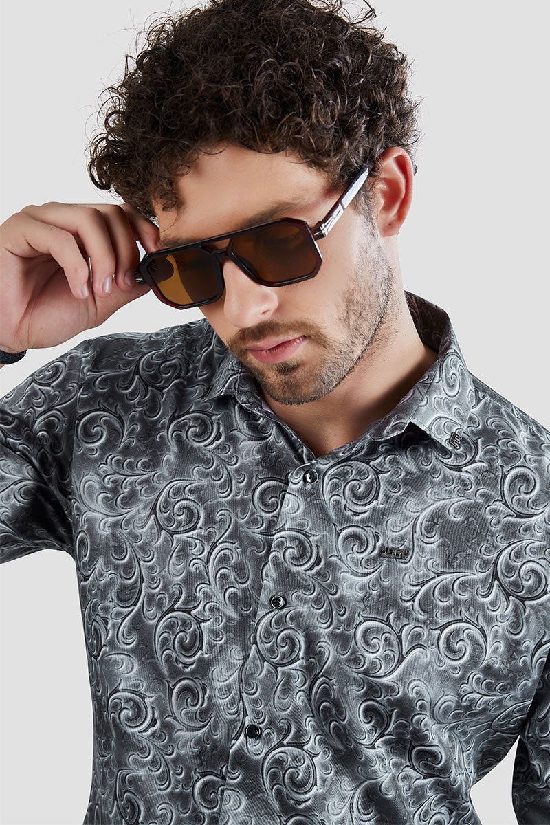 Emmanuel Grey Paisley Print