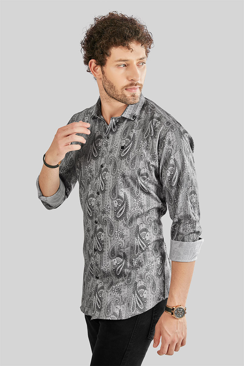 Felix Grey Paisley Print