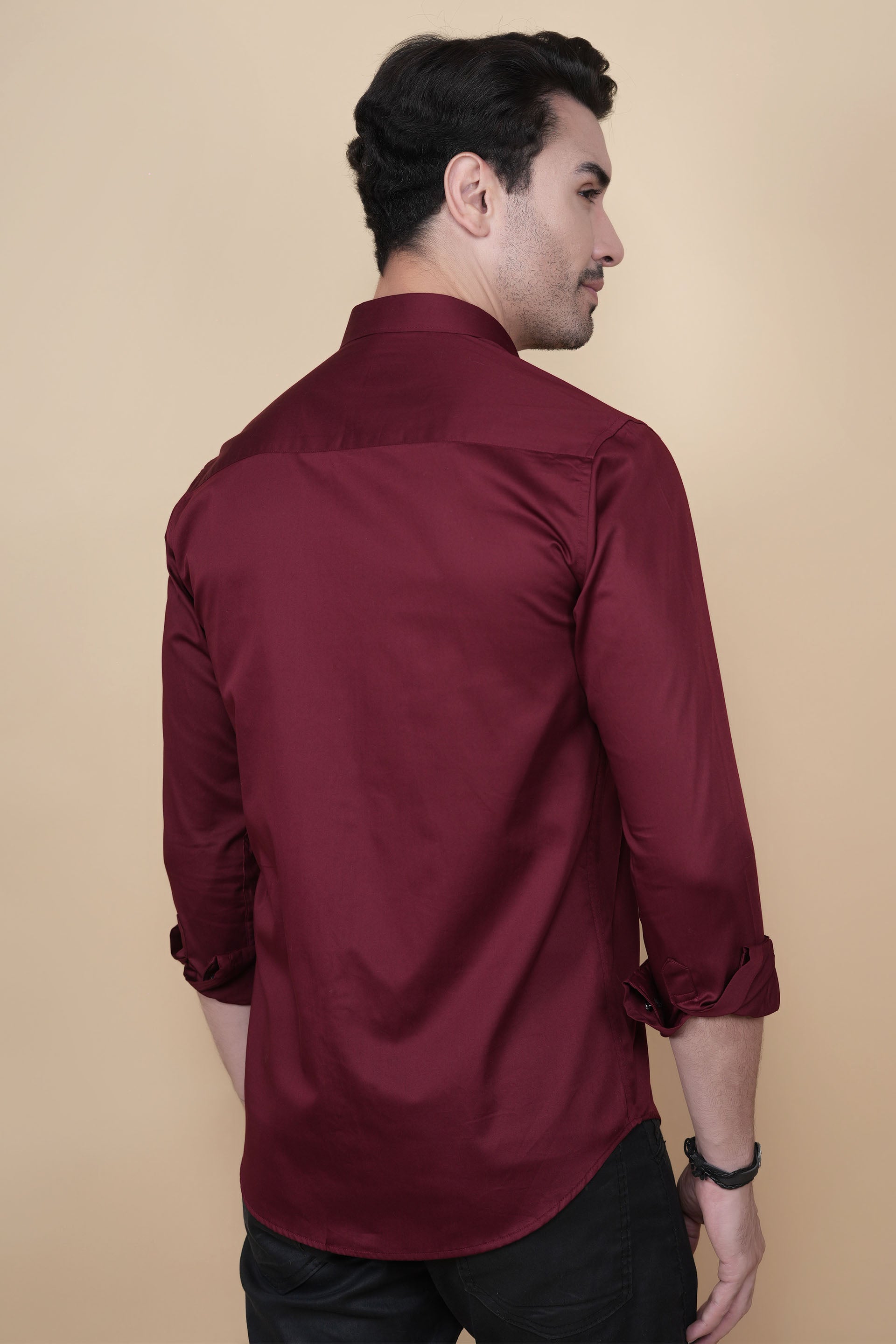 Dixy Maroon Cottton Solid Shirt