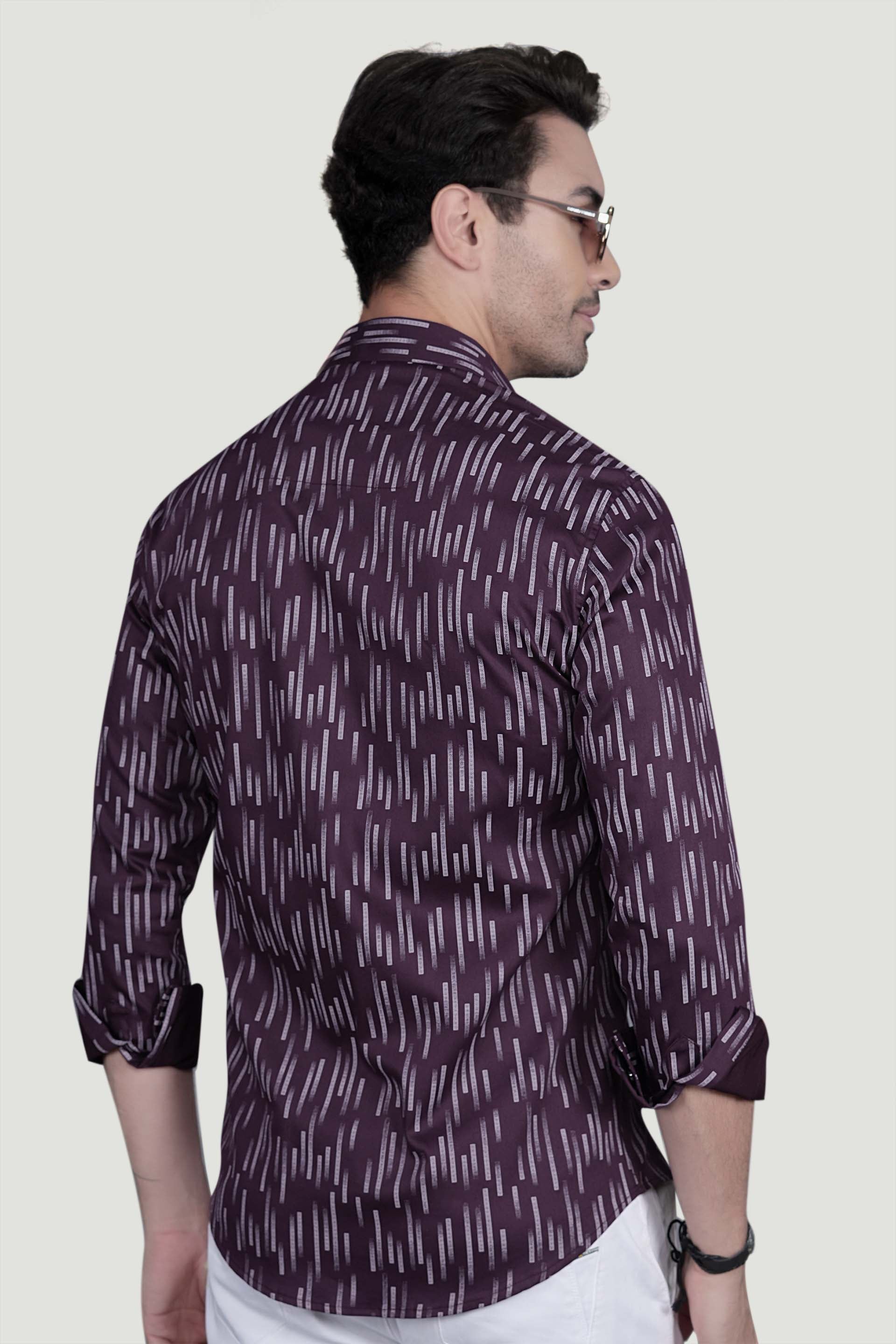 Klaus Maroon Cotton Printed Shirt