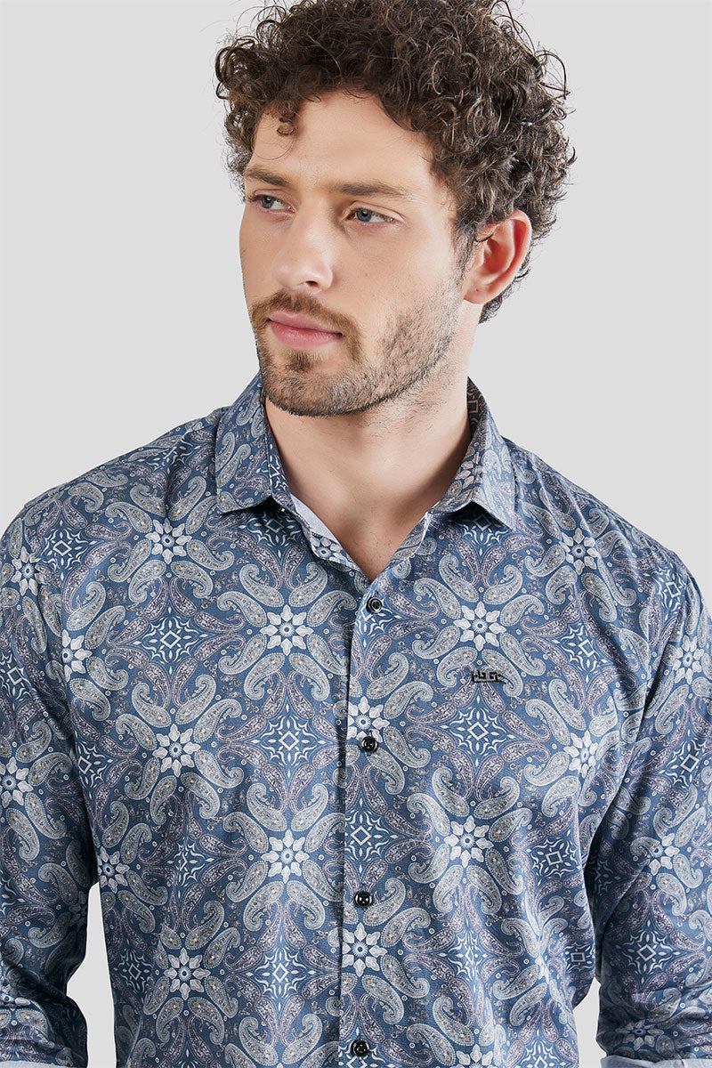 Lennart Blue Digital Floral Print