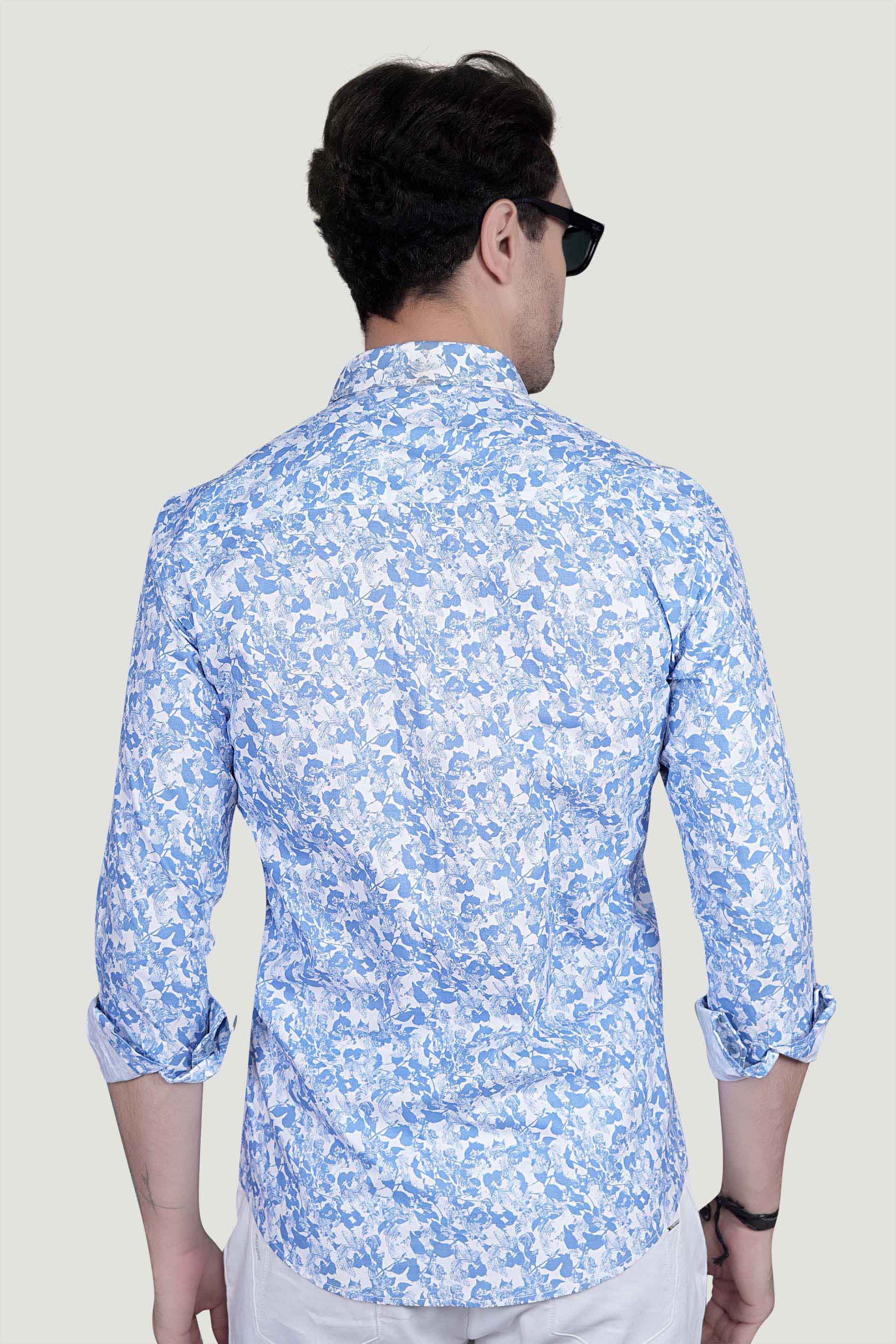 Ivan Light Blue Cotton Printed Shirt