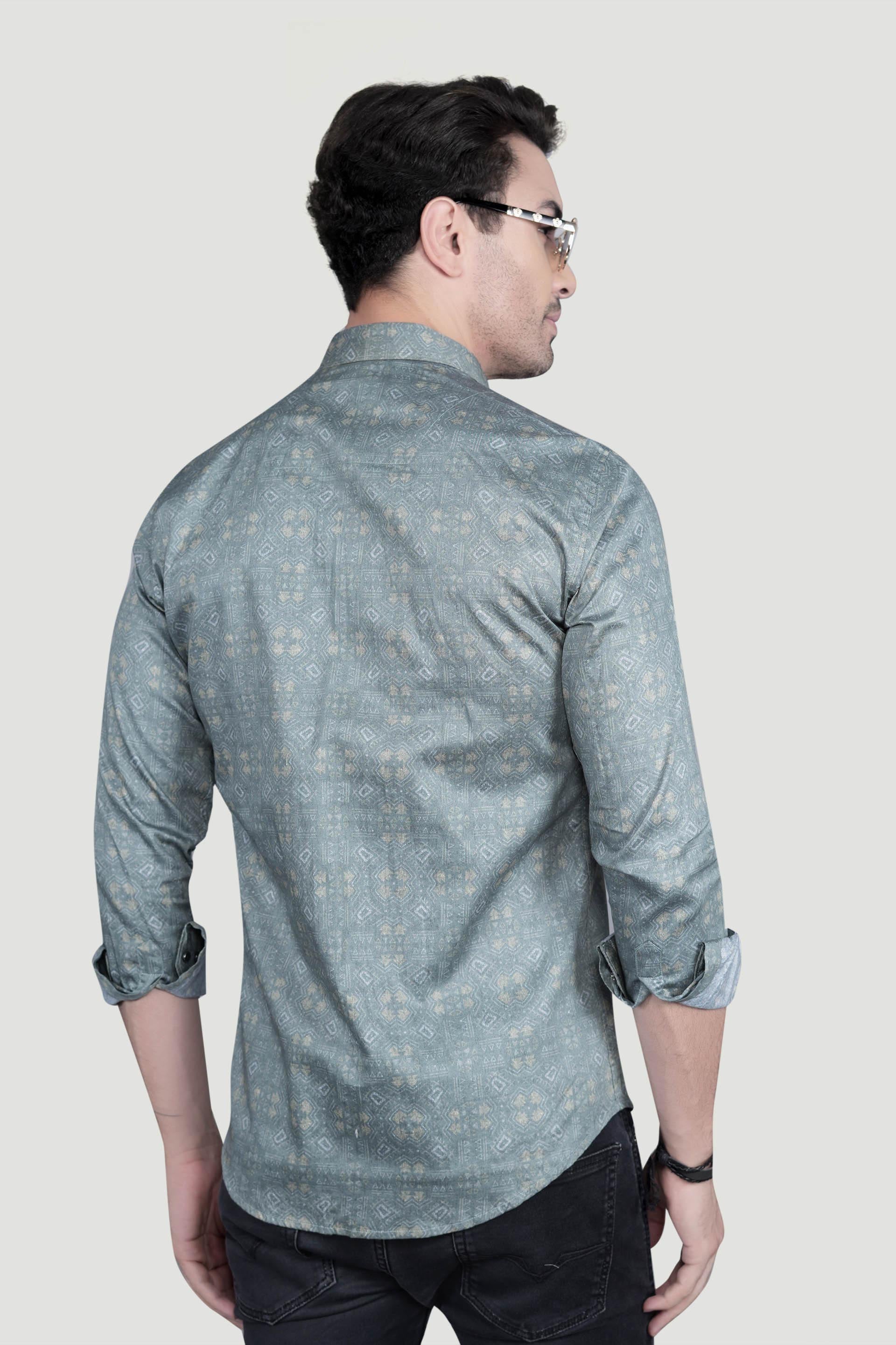 Casper Grey Cotton Printed Shirt