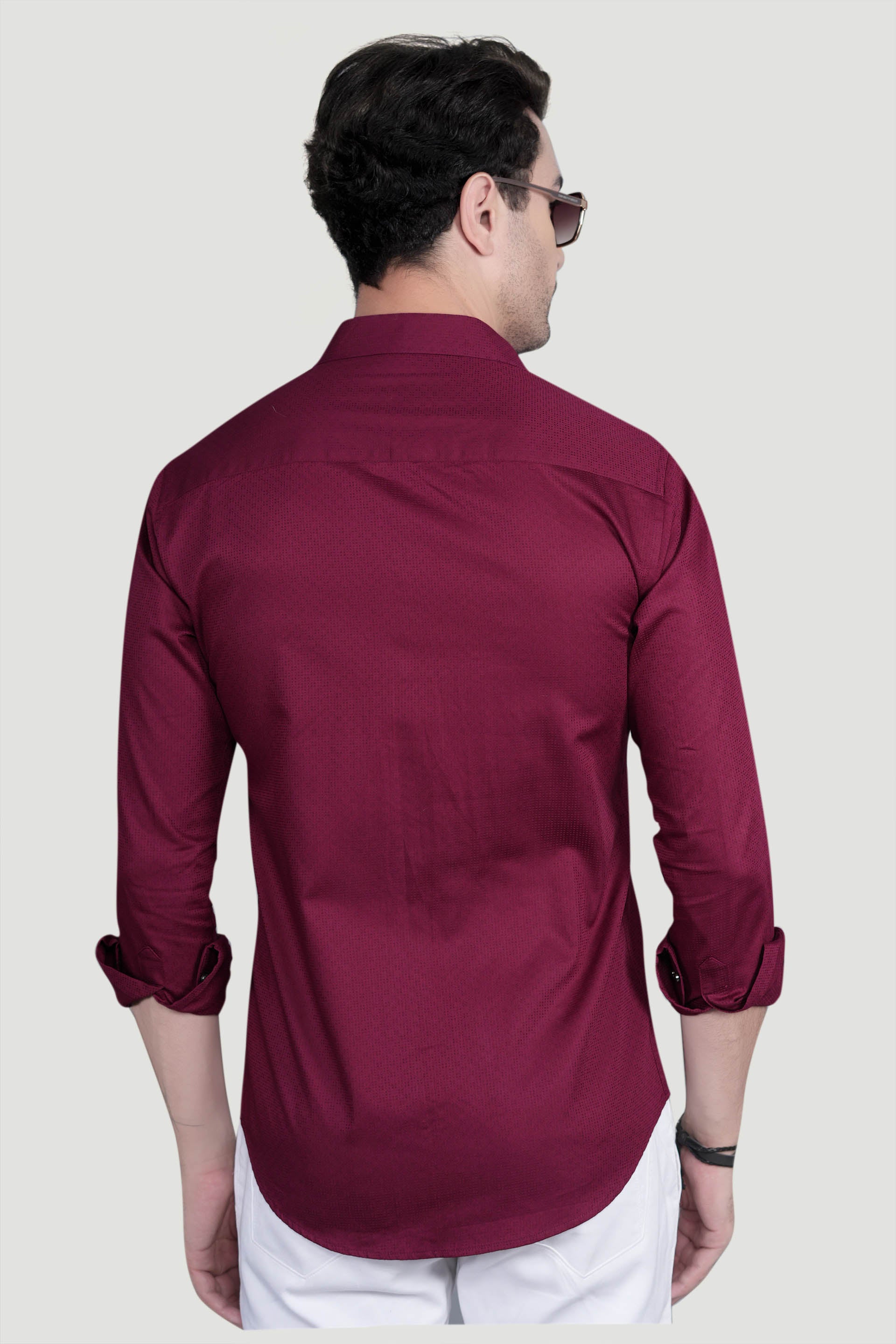 Viliam Maroon Cotton Solid Shirt