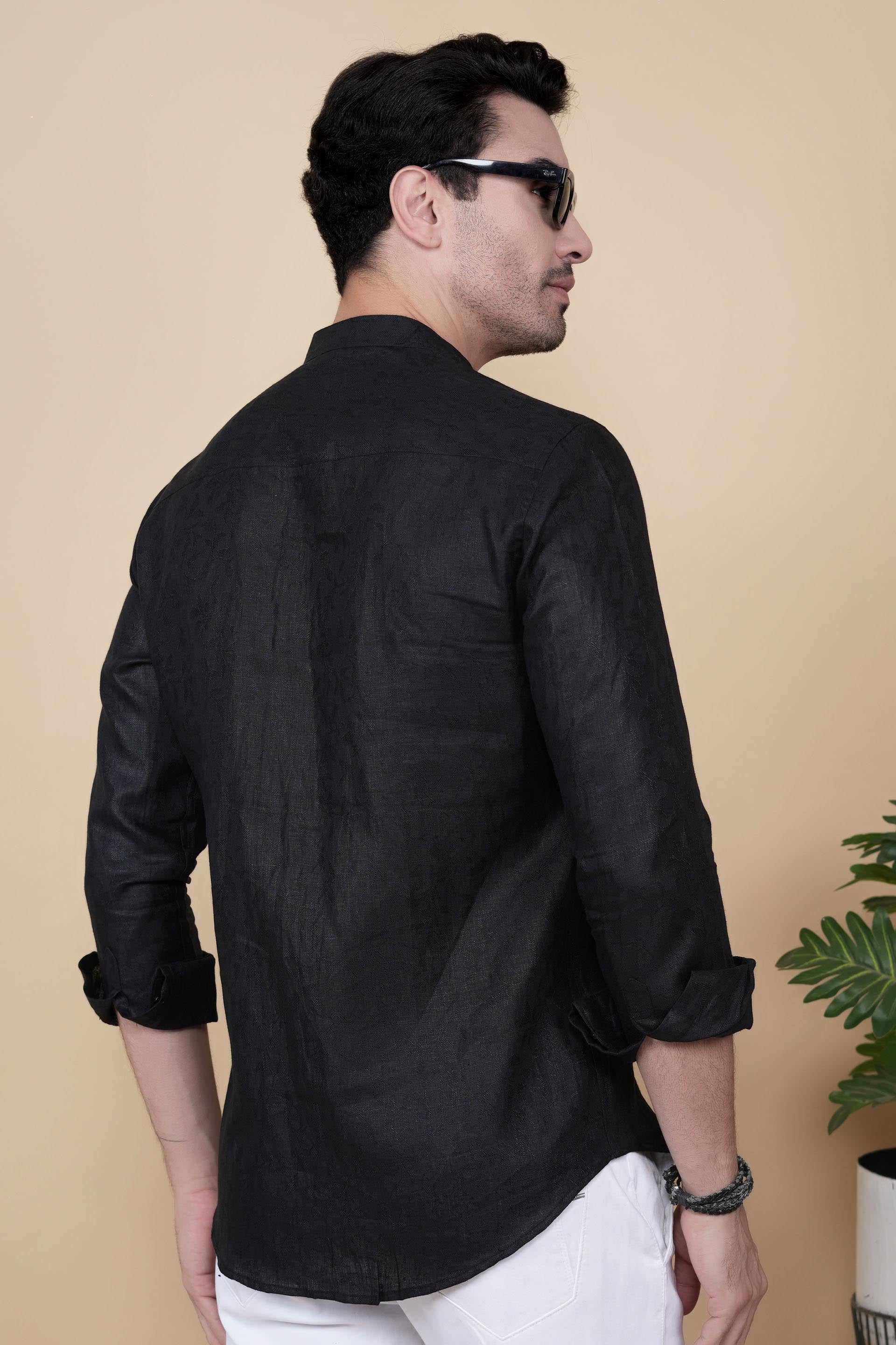 Carlos Black Linen Solid Shirt