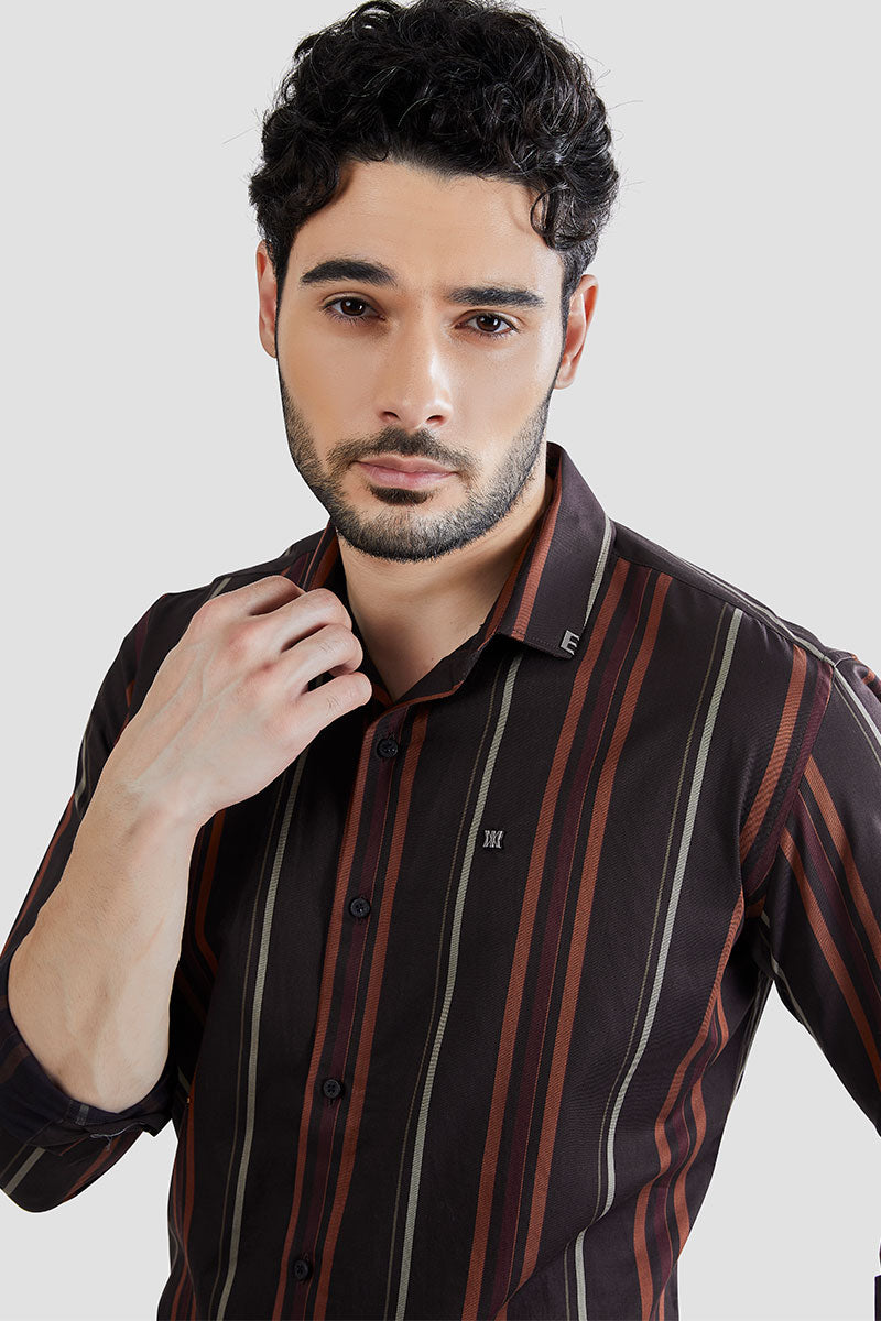 Ayden Maroon Stripe Print