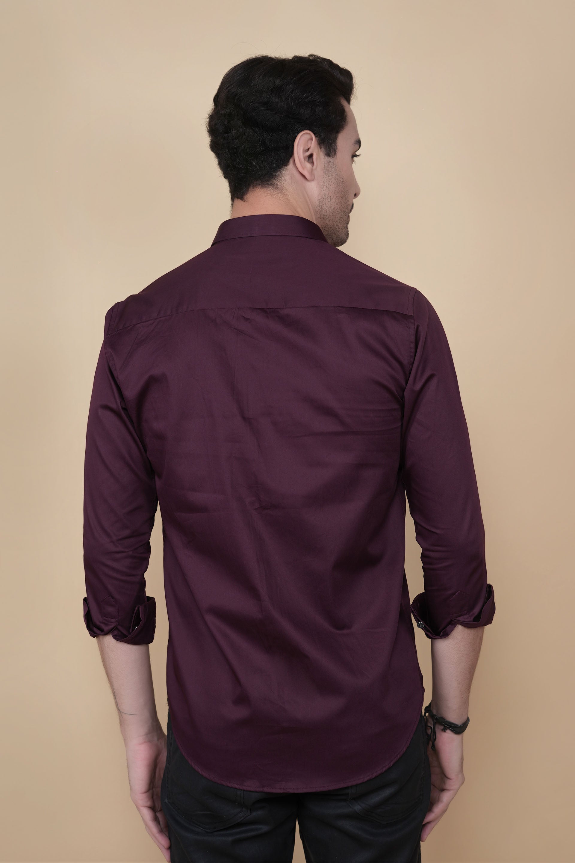 Lion Maroon Cottton Solid Shirt