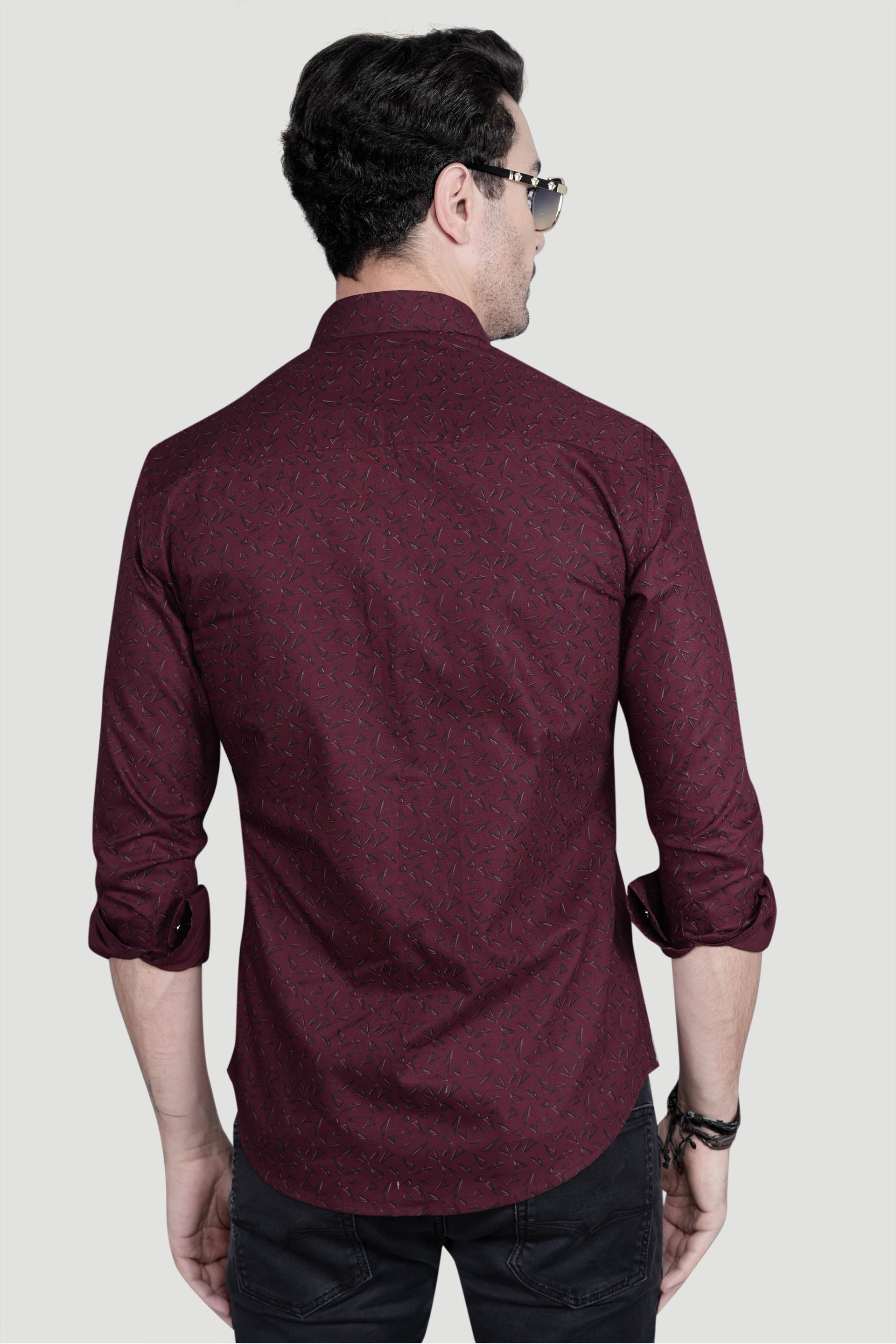 Felix Maroon Cotton Printed Shirt