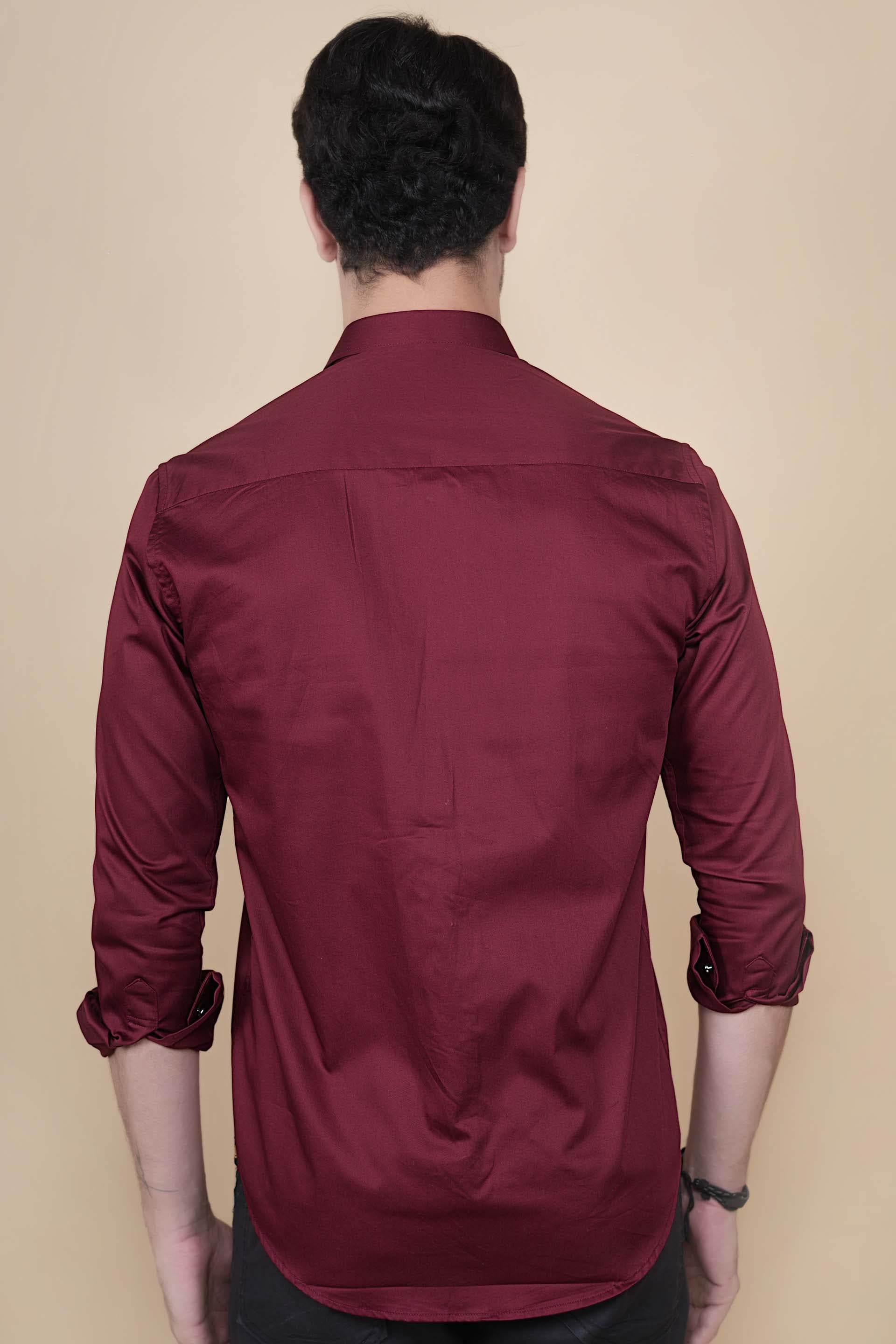 Nicolas Maroon Cottton Solid Shirt