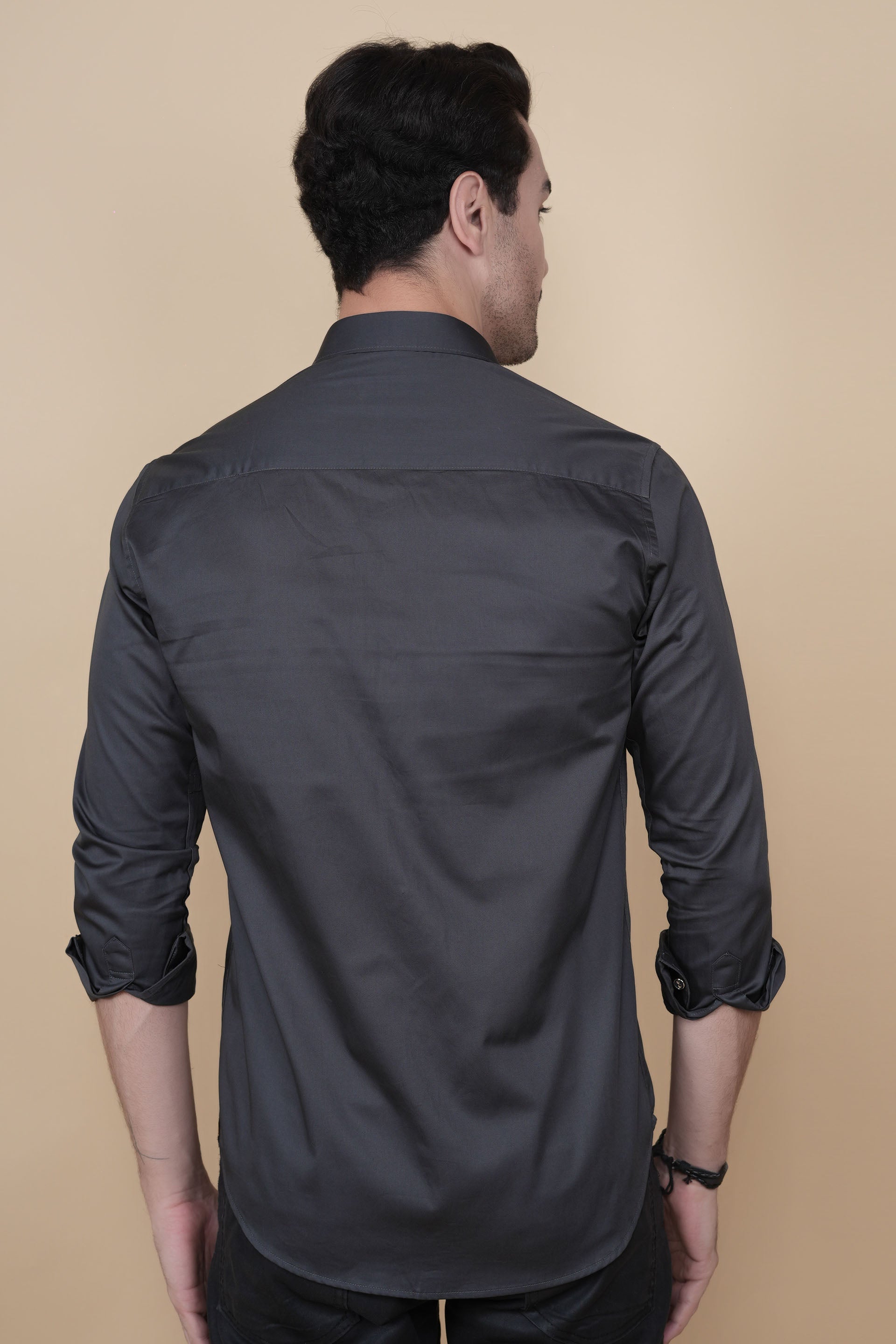 Carlos Black Cotton Flower Petals Solid Shirt