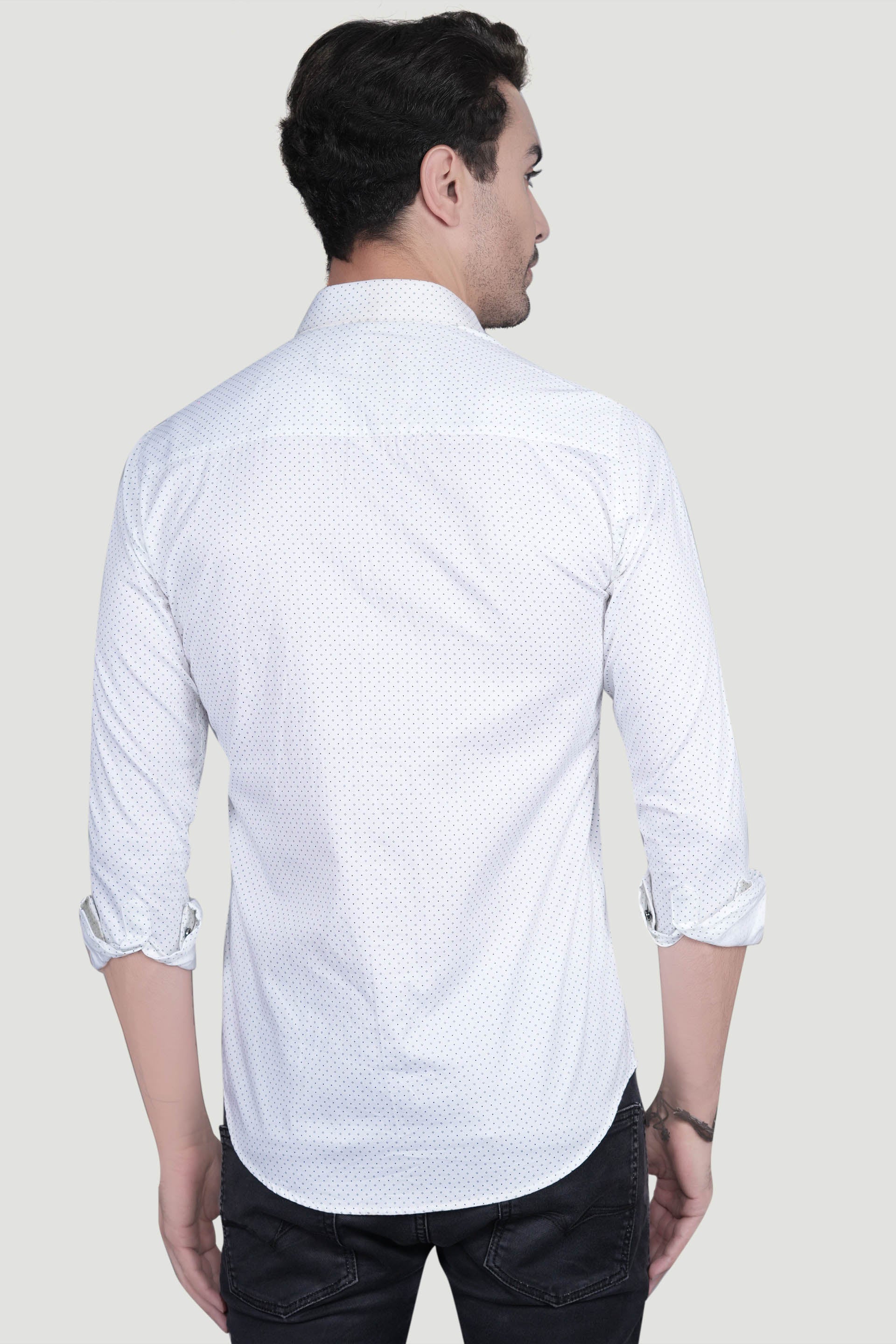 Aidan White Cotton Printed Shirt