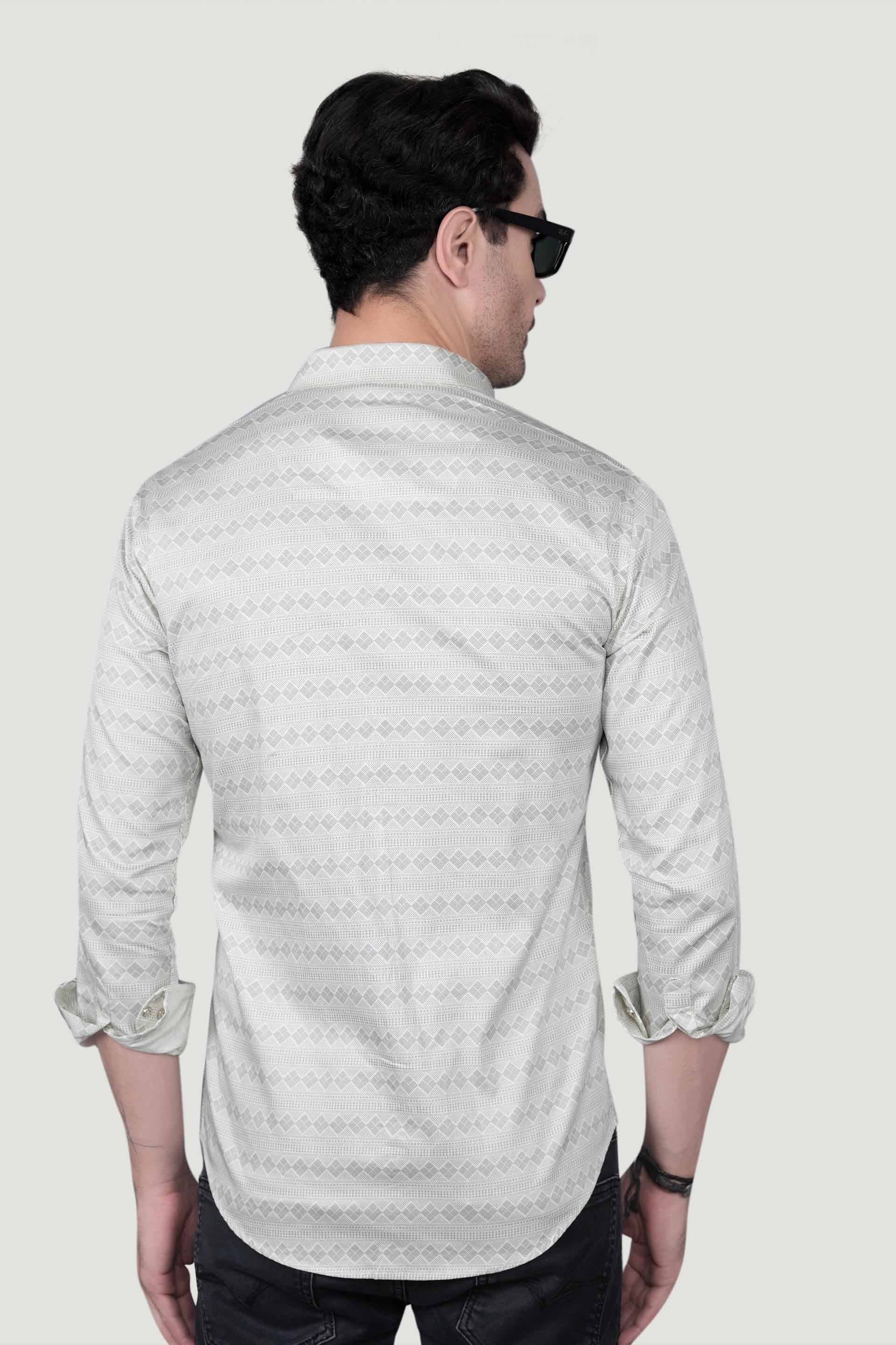 Nikon Cream Cotton Printed Shirt