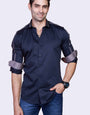 AZURE BLUE SOLID TRIM PARTY WEAR SHIRT