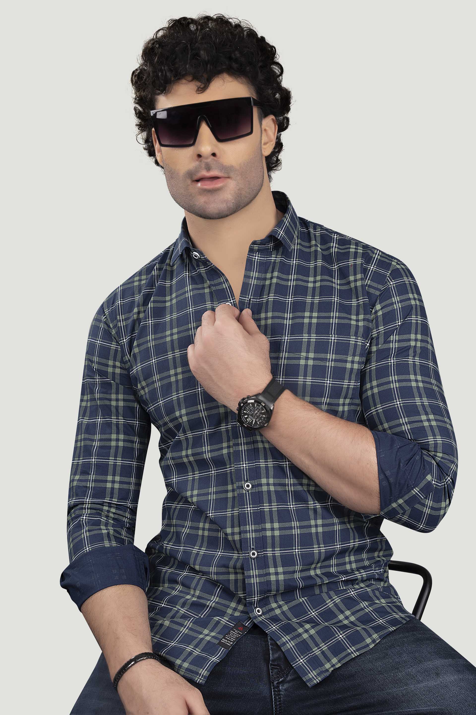 affordable-georgiy-blue-cotton-check-shirt