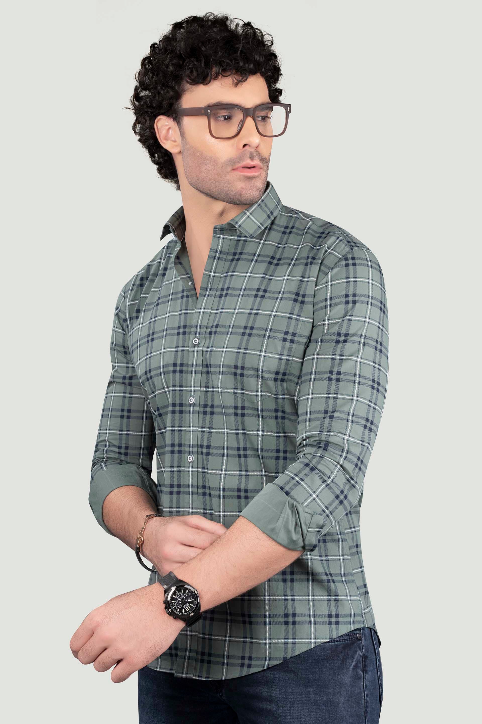 affordable-gleb-light-green-cotton-check-shirt