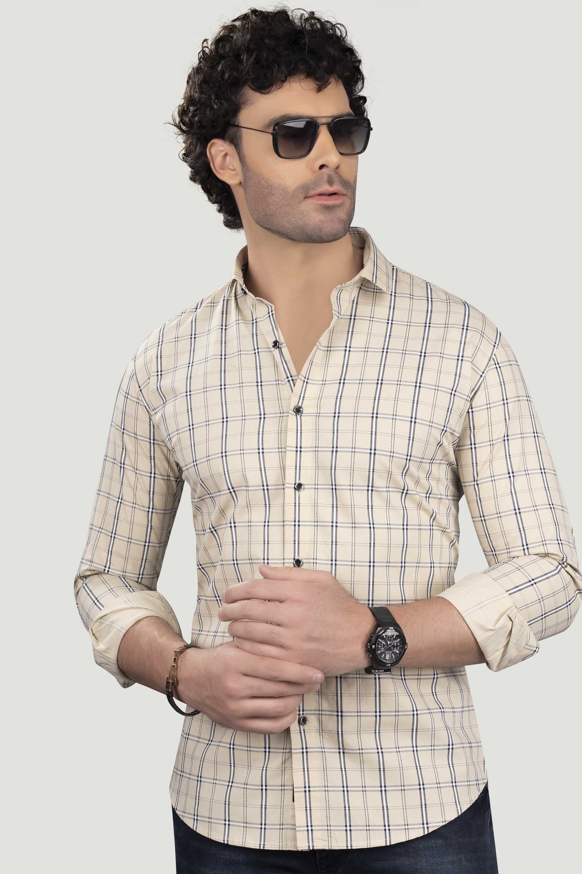 avram-cream-cotton-check-shirt