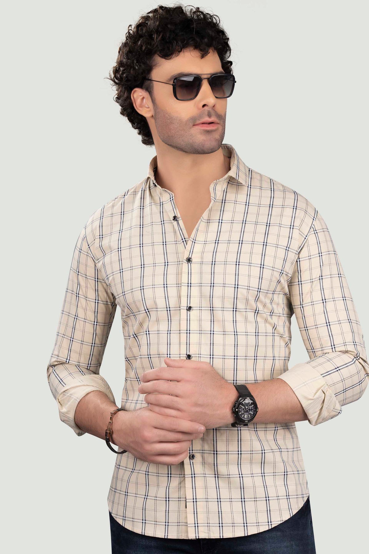 avram-cream-cotton-check-shirt