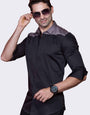 BLACK SHOULDER CUT PARTY WEAR SHIRT