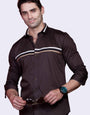 BROWN PATTERN COLLAR PARTY WEAR SHIRT