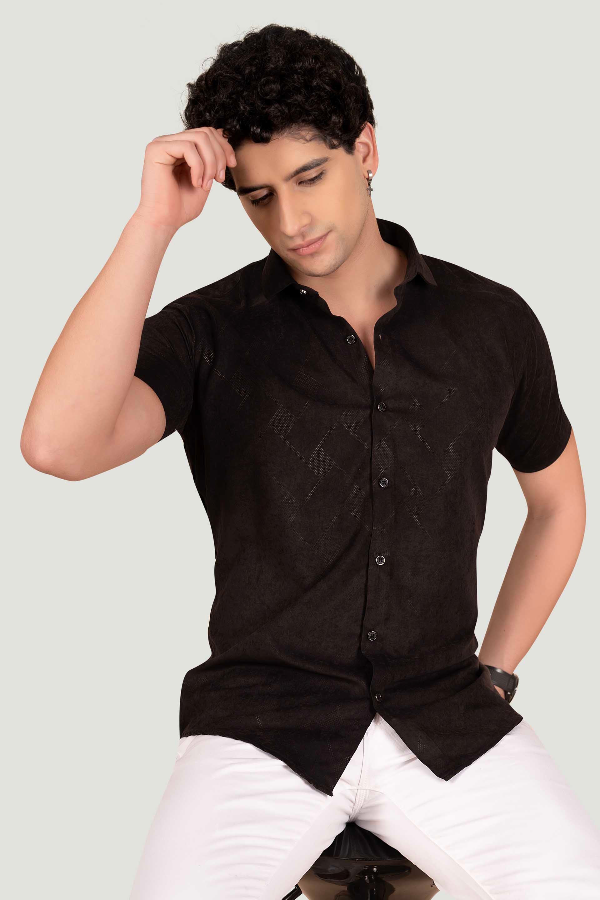 bold-oliver-black-textured-solid-shirt