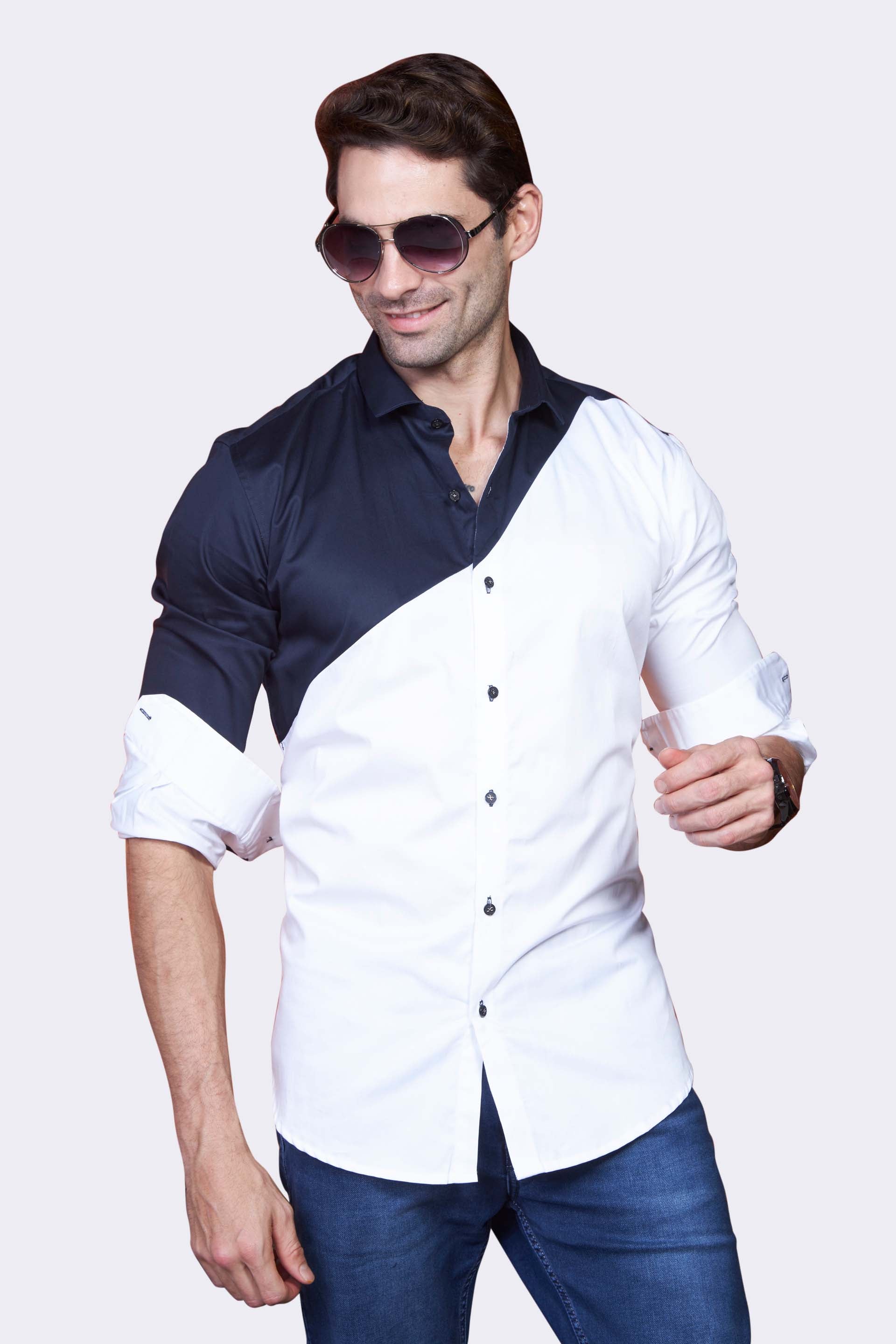 bold-sapphire-split-party-wear-shirt