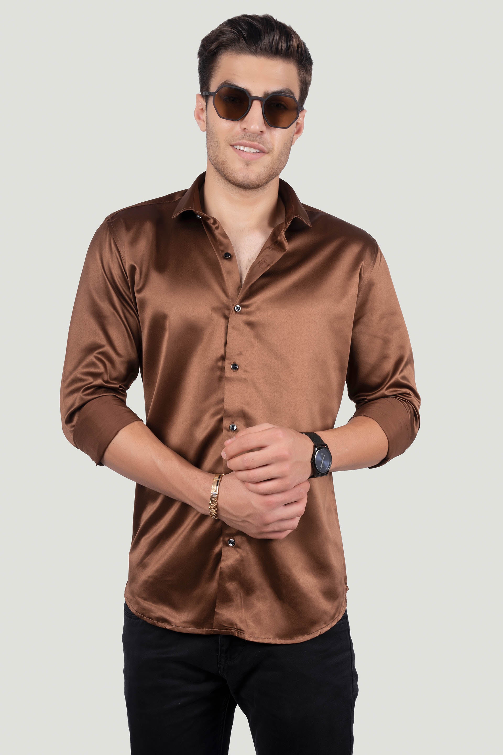 calogero-brown-solid-shirt