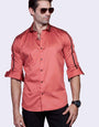 CARROT ORANGE SOLID TRIM PARTY WEAR SHIRT