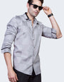 CHARCOAL GRID PARTY WEAR SHIRT