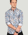 CHRIS SKY BLUE GEOMETRIC PRINTED SHIRT