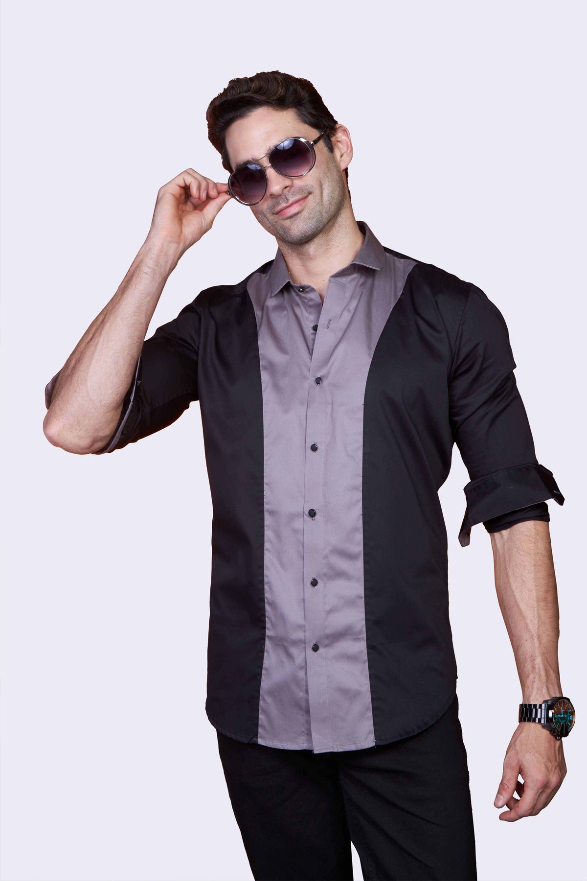 curved-stripes-black-party-wear-shirt