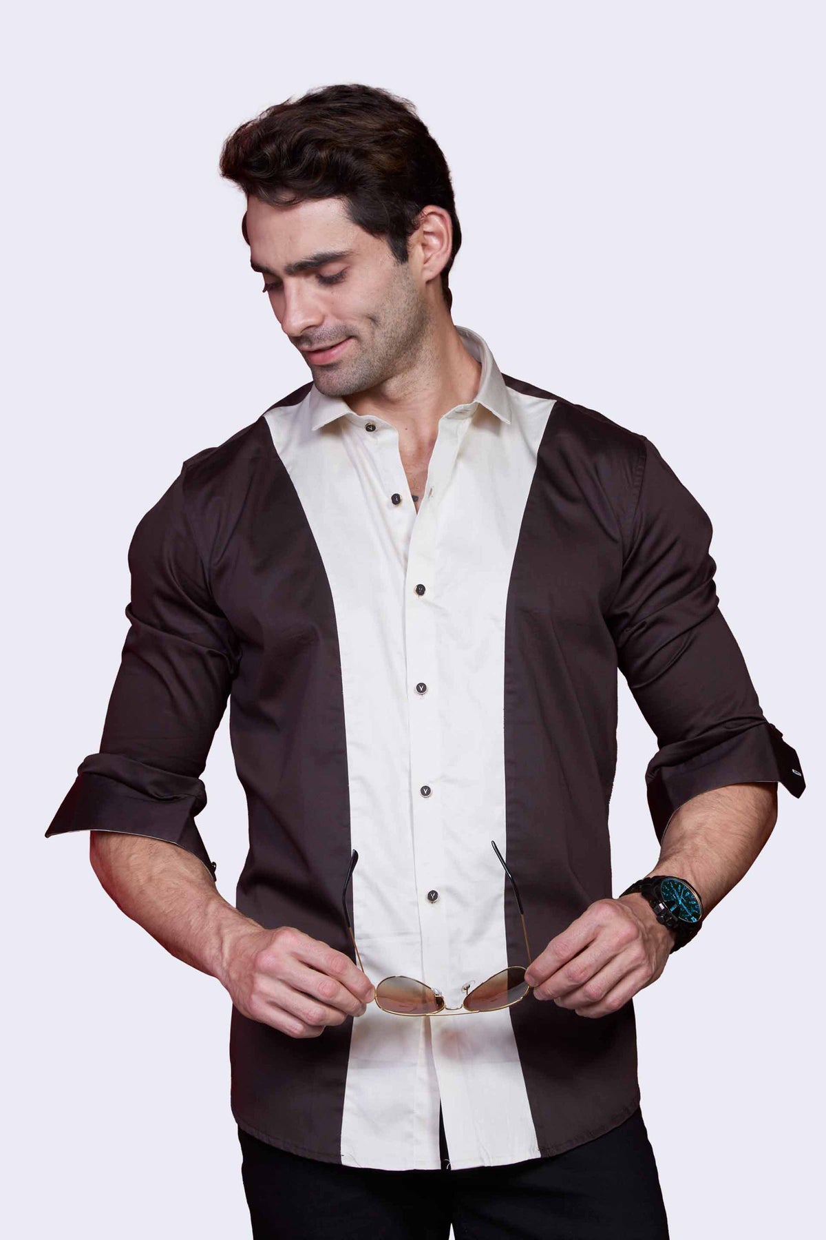 curved-stripes-brown-party-wear-shirt