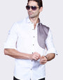 CURVED WHITE ELEGANT PARTY WEAR SHIRT