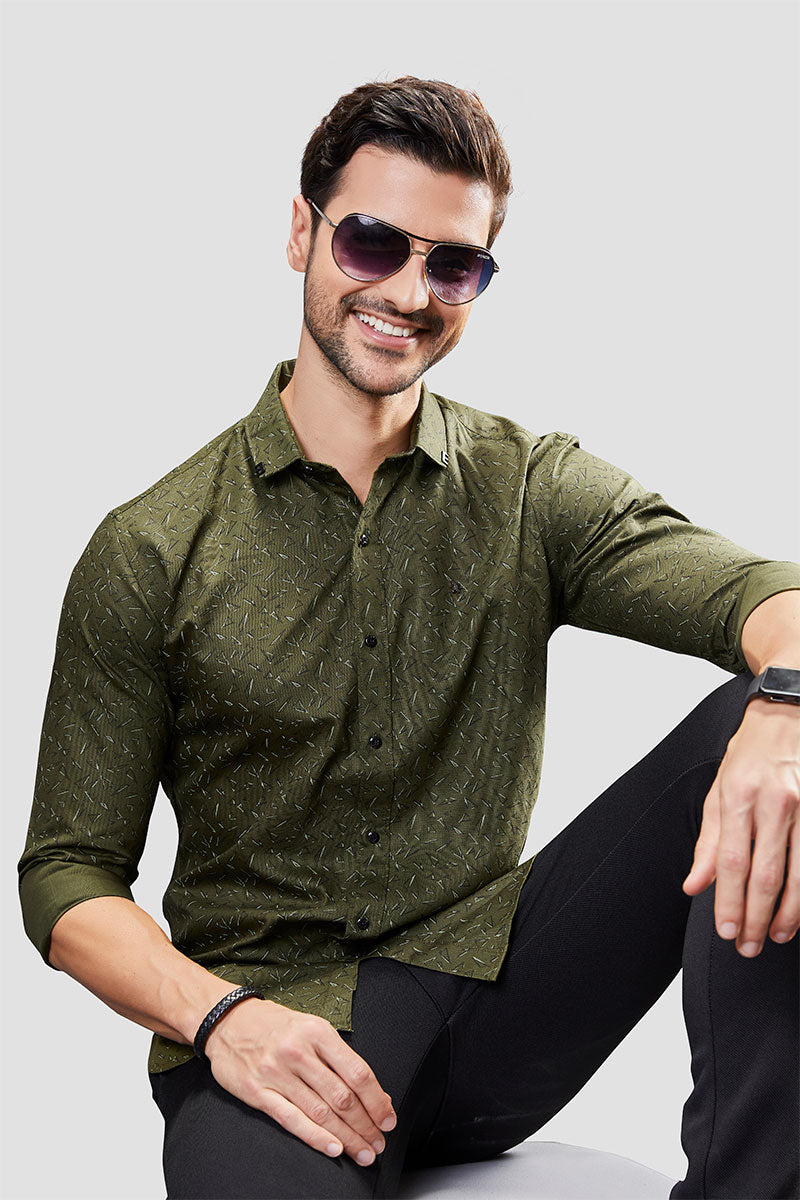 caspar-green-geometric-printed-shirt