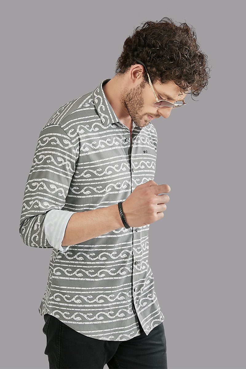chic-aurelio-green-stripe-printed-shirt