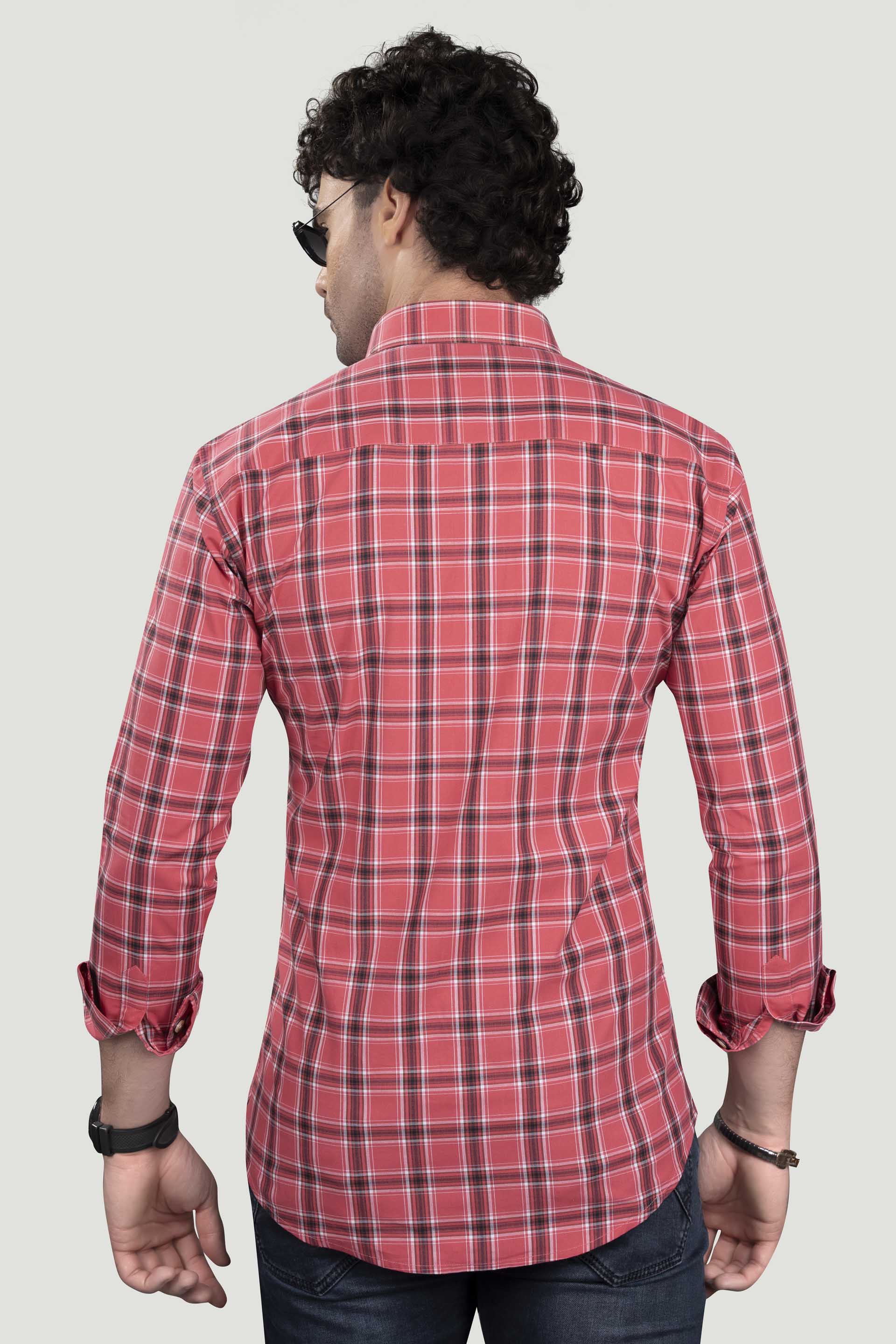 chic-miron-pink-cotton-check-shirt