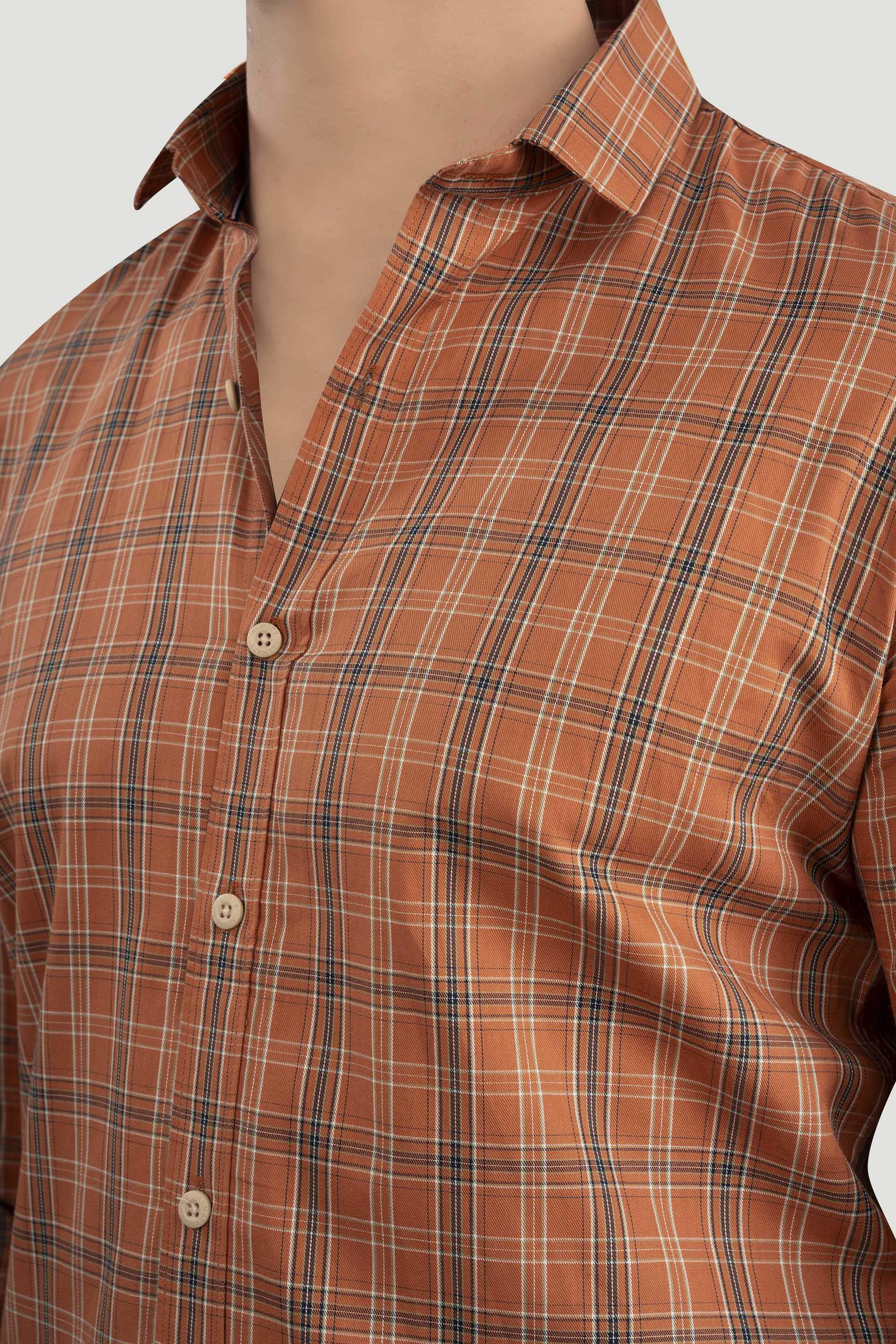 chic-tokyo-orange-cotton-check-shirt