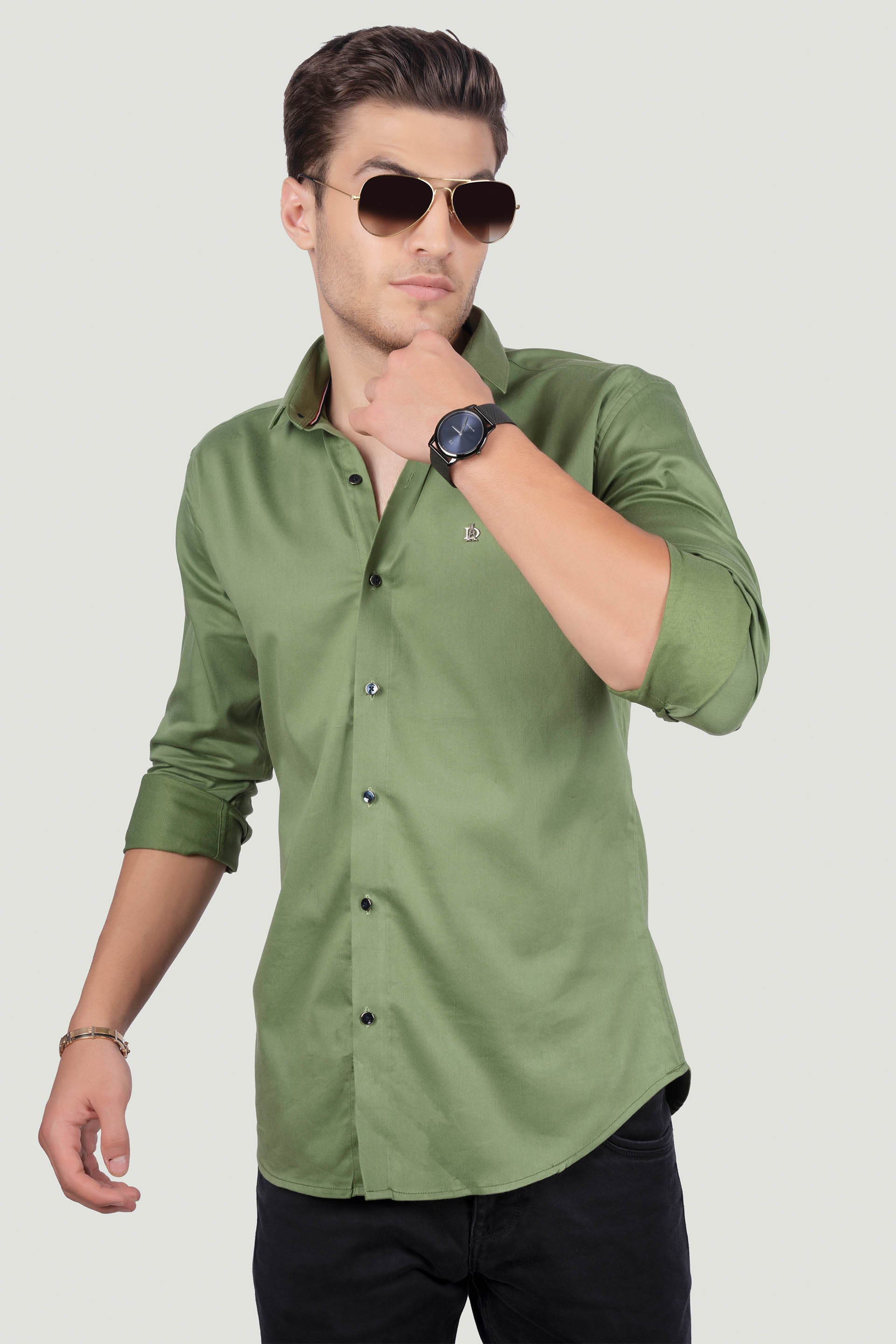 classy-charles-dark-green-solid-shirt