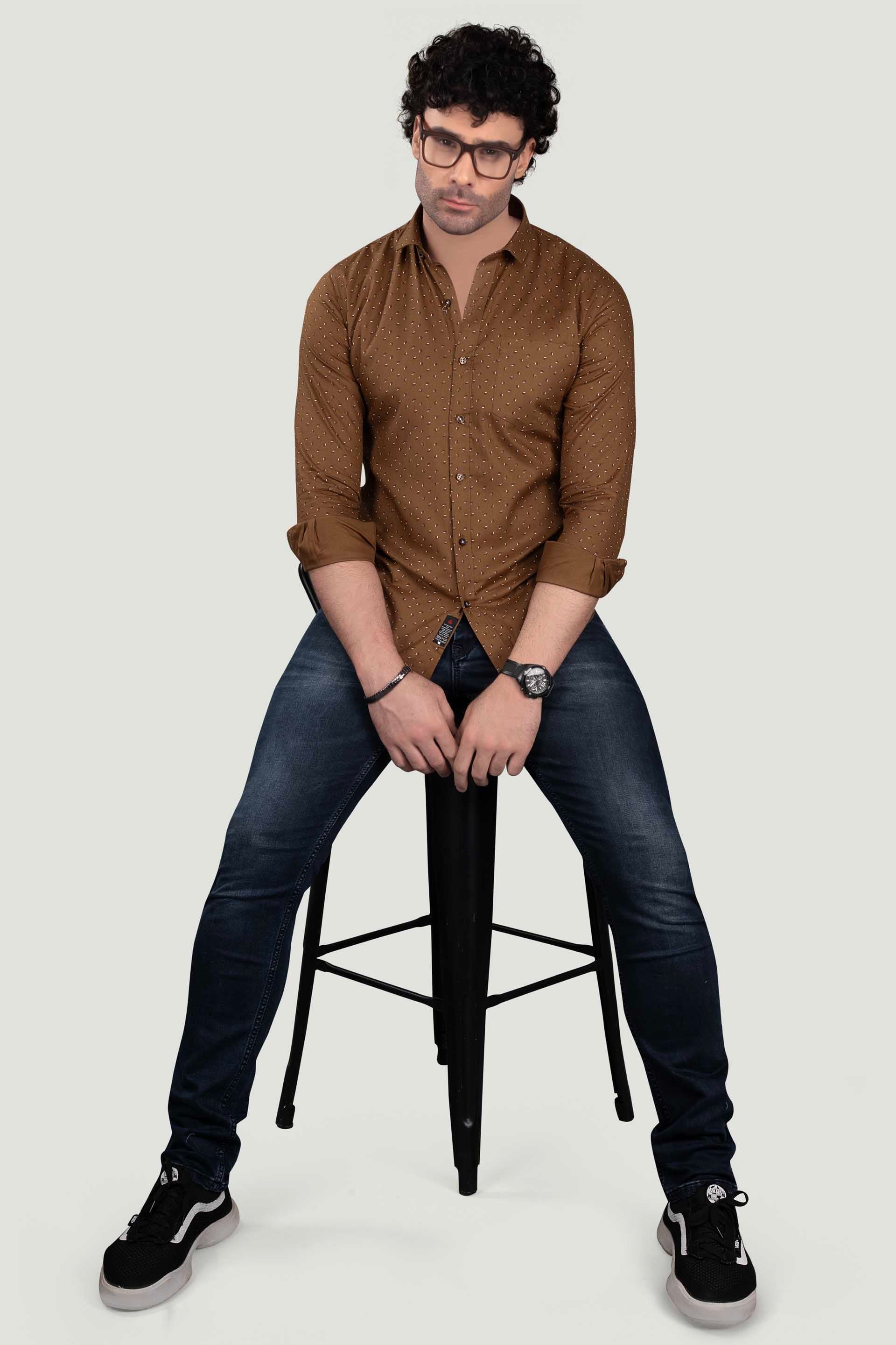 classy-dmitri-brown-cotton-printed-shirt