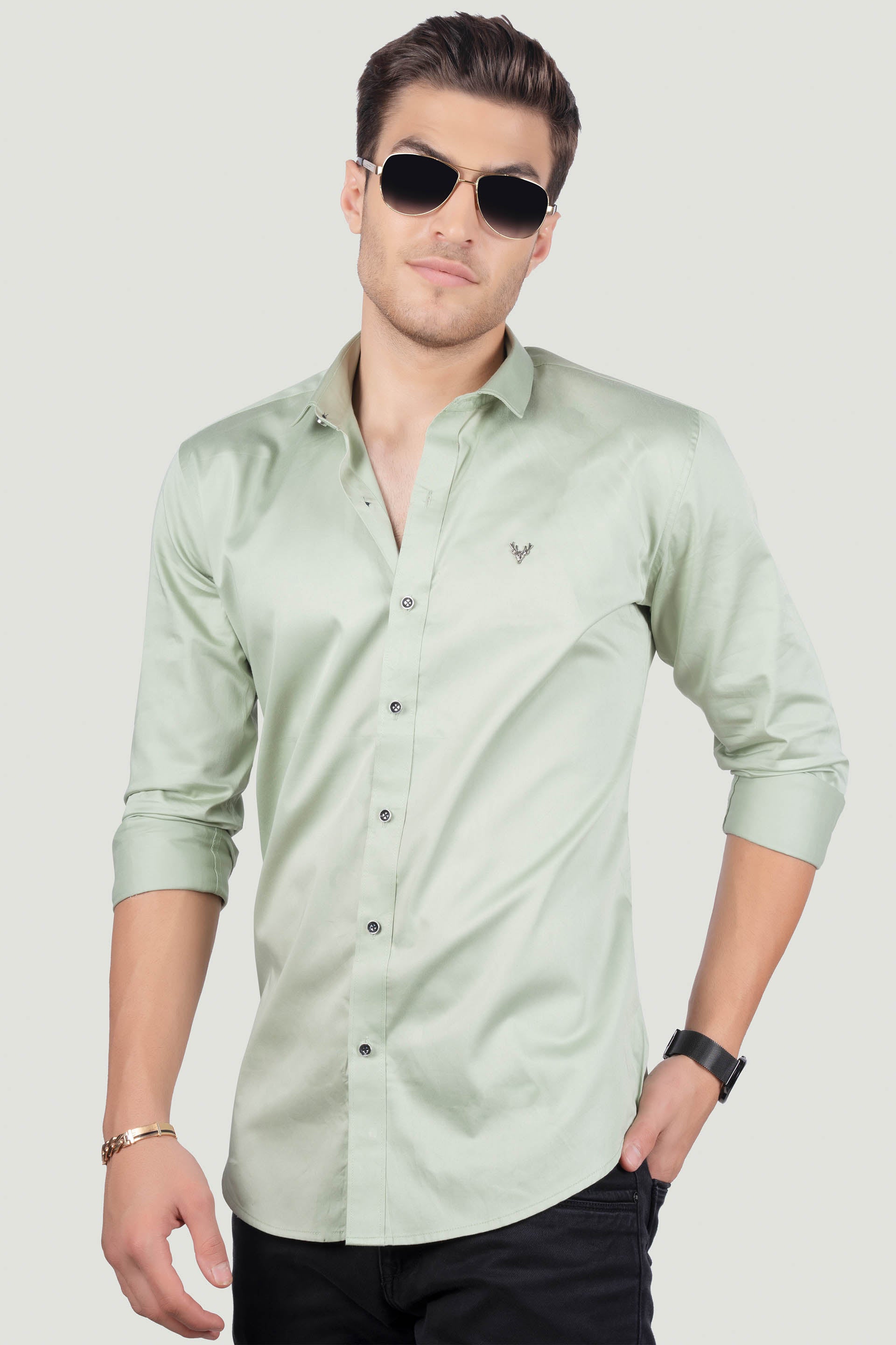 classy-lino-green-solid-shirt