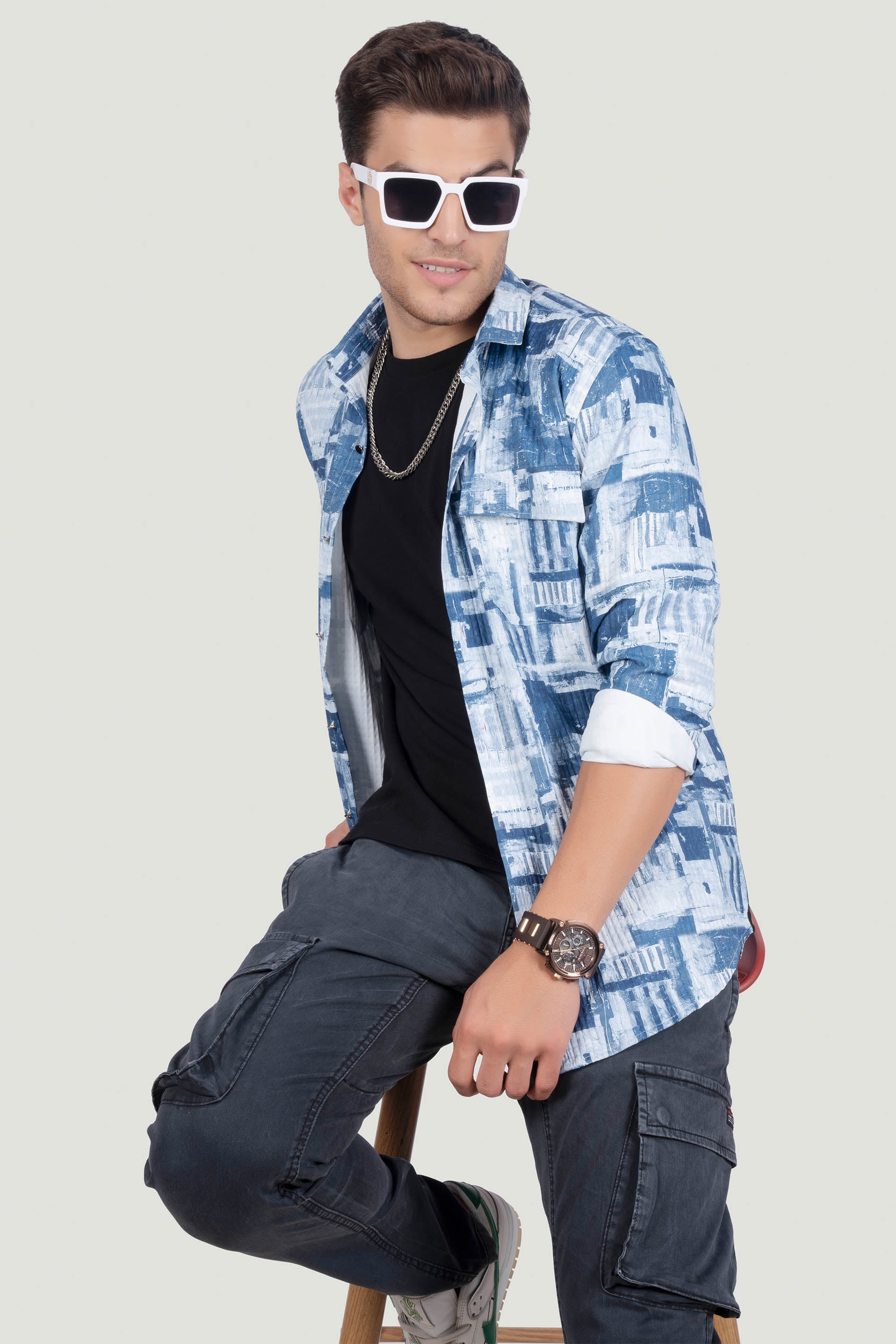 double-pocket-henry-blue-overshirt-printed-shirt