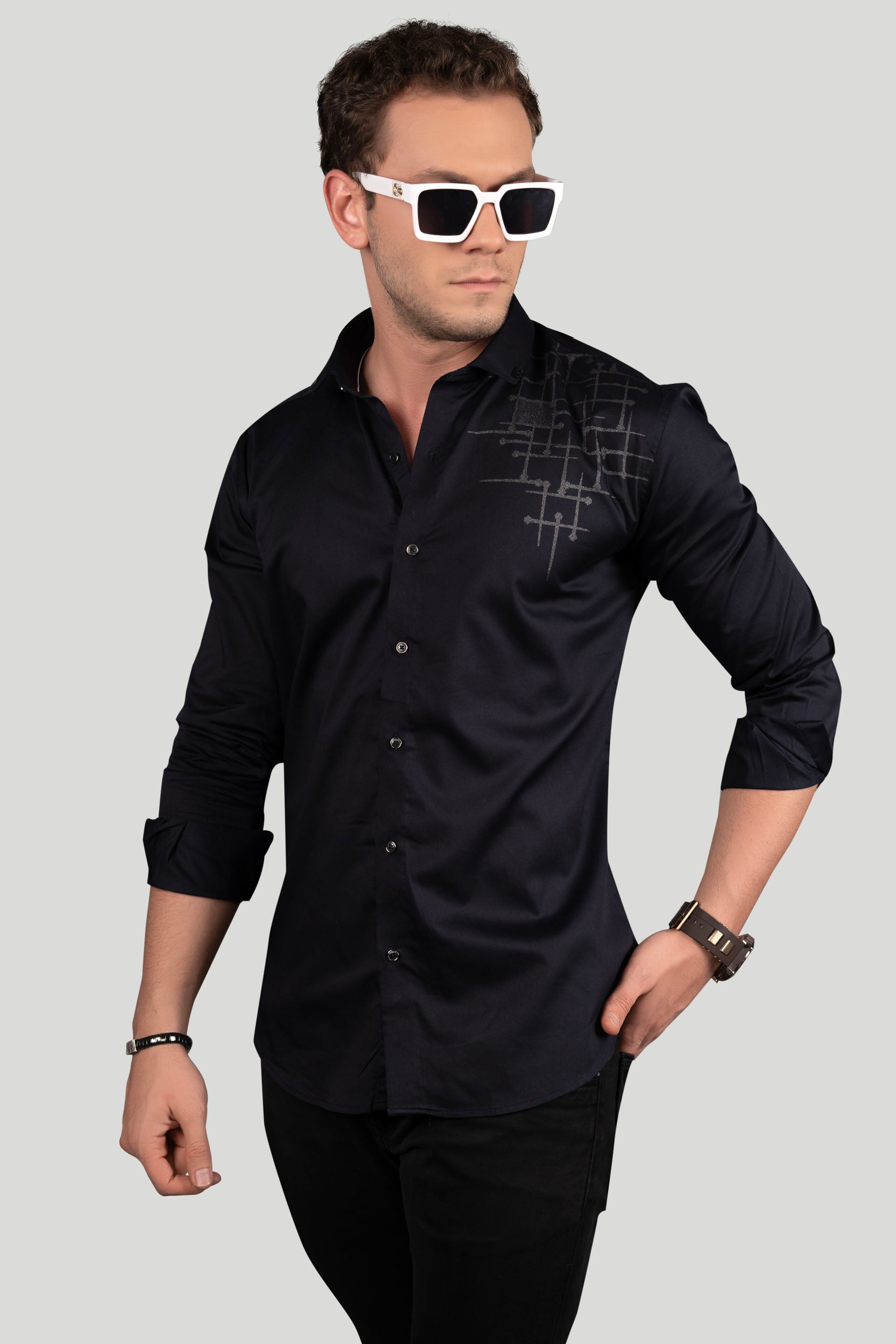 FRANCO NAVY BLUE DESIGNER SHIRT